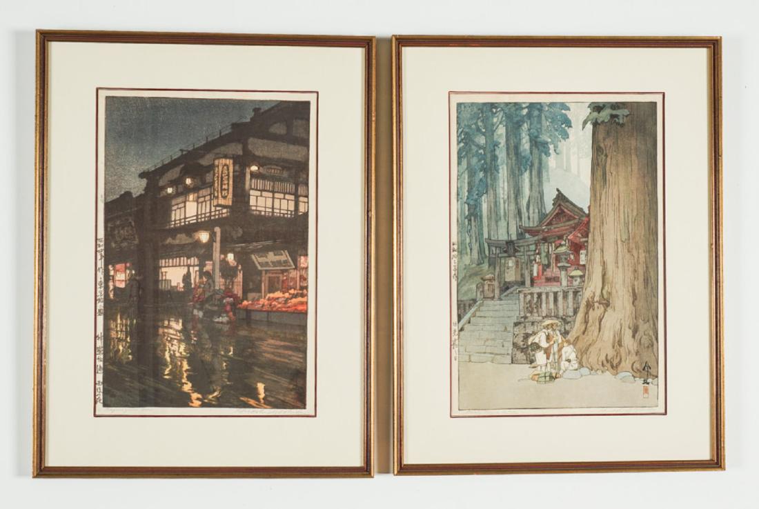 Two Hiroshi Yoshida Woodblock Prints: YOSHIDA, Hiroshi, (Japanese, 1876-1950): 2 framed woodblock prints, both pencil signed and titled lower margin, to include 1) "Misty Day in Nikko", sight size 15.5" x 10.25", framed 21" x 16". 2) "Kag