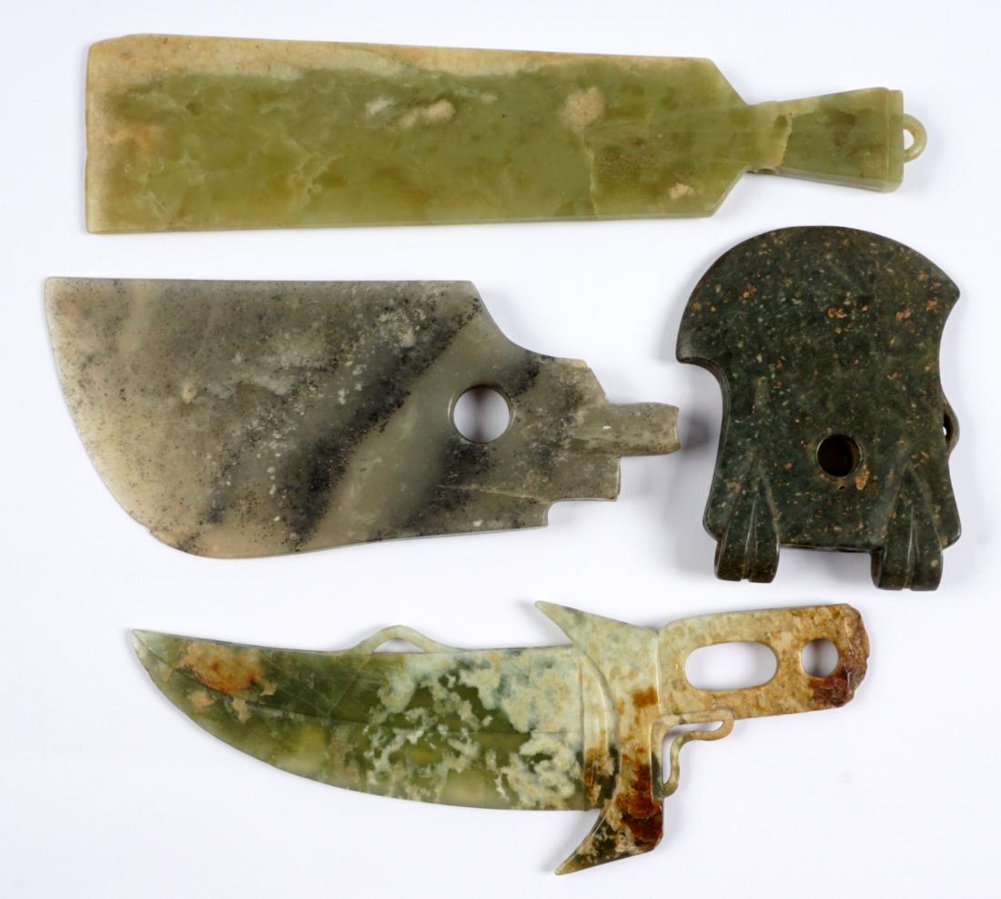 Four Piece Chinese Archaic Style Jade Blades