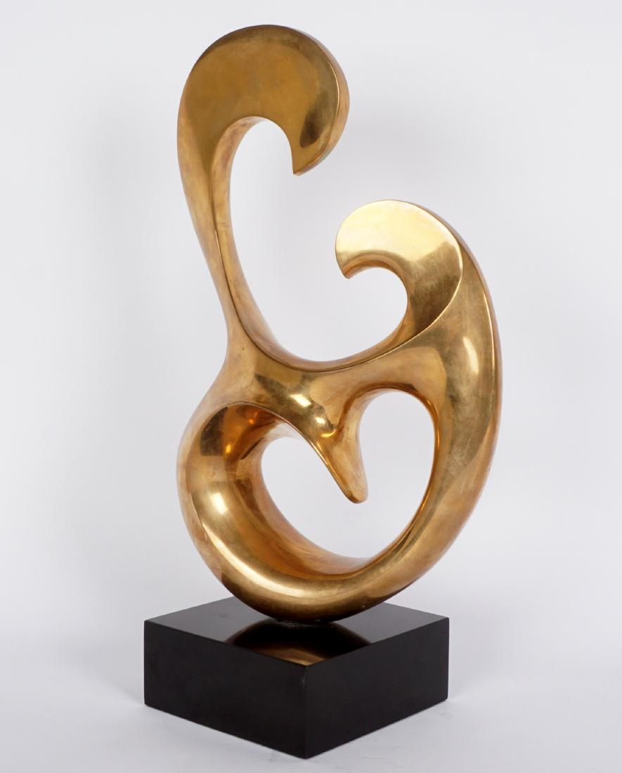 Antonio Kieff Grediaga Abstract Bronze Sculpture: GREDIAGA, Antonio Kieff, (Spanish/Canadian, 1936-): Abstract gilt bronze sculpture on stone plinth, signed Kieff, numbered 15, overall 15.5" h. x 8" x 5".