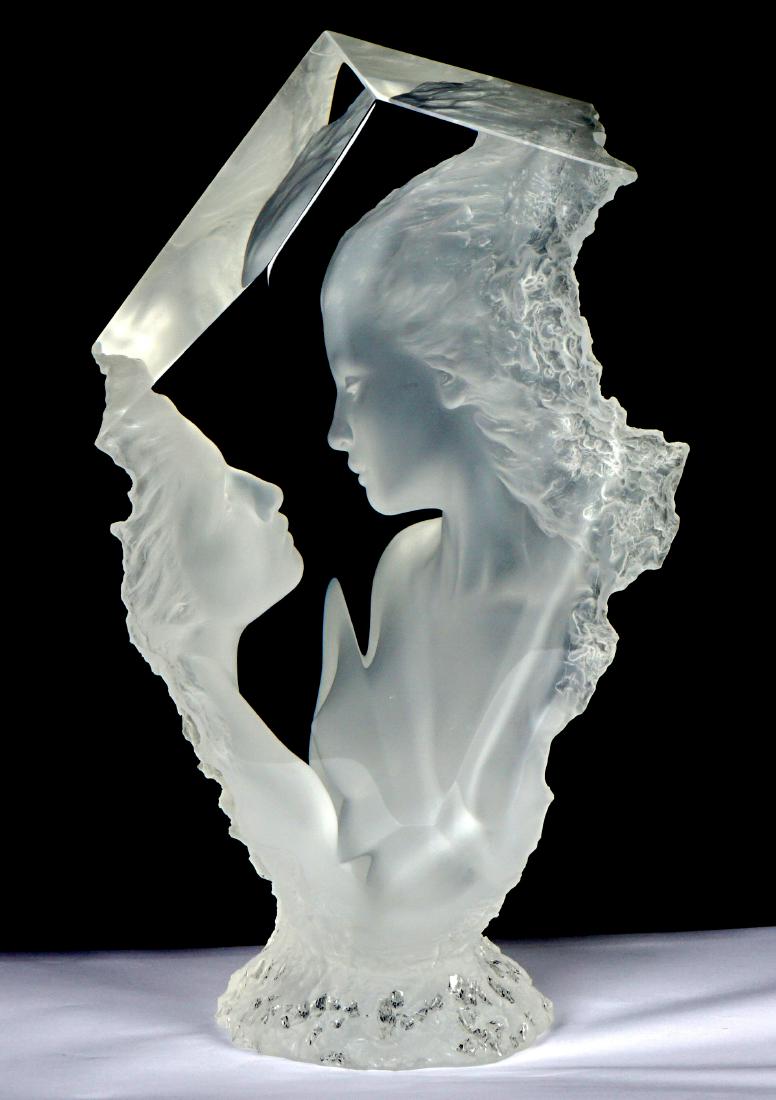 Michael Wilkinson Oracle Acrylic Sculpture: WILKINSON, Michael, (American, 20th Century): "Oracle", Acrylic, signed and numbered 178/300, Meisner Foundry, sold with Certificate from Benedetti Gallery, 20" h. x 11" x 9.5". Condition: Internal cr