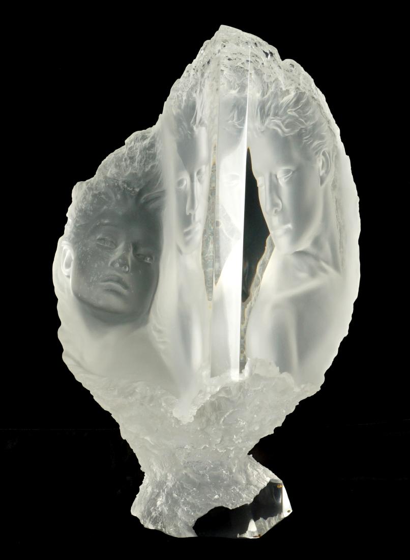 Michael Wilkinson Turning Point Acrylic Sculpture: WILKINSON, Michael, (American, 20th Century): "Turning Point", Acrylic, signed and numbered 8/500, Meisner Foundry, sold with Certificate from Benedetti Gallery, overall 19.25" h. x 11" x 11". Conditi