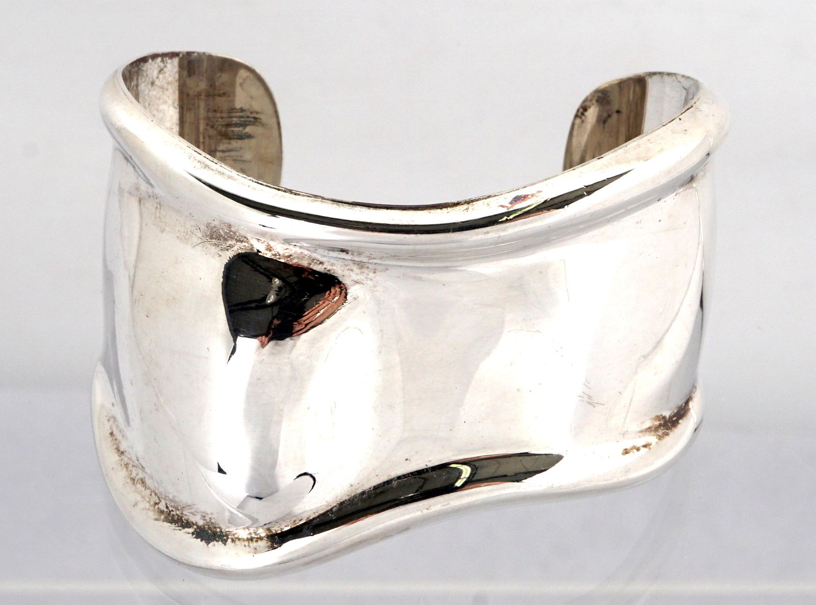 Peretti for Tiffany & Co. Sterling Cuff Bracelet: Designed by Elsa Peretti for Tiffany & Co. from the Bone collection, well marked, approx. 1.7 troy oz. 2.25" wide. Sold with a Tiffany box.