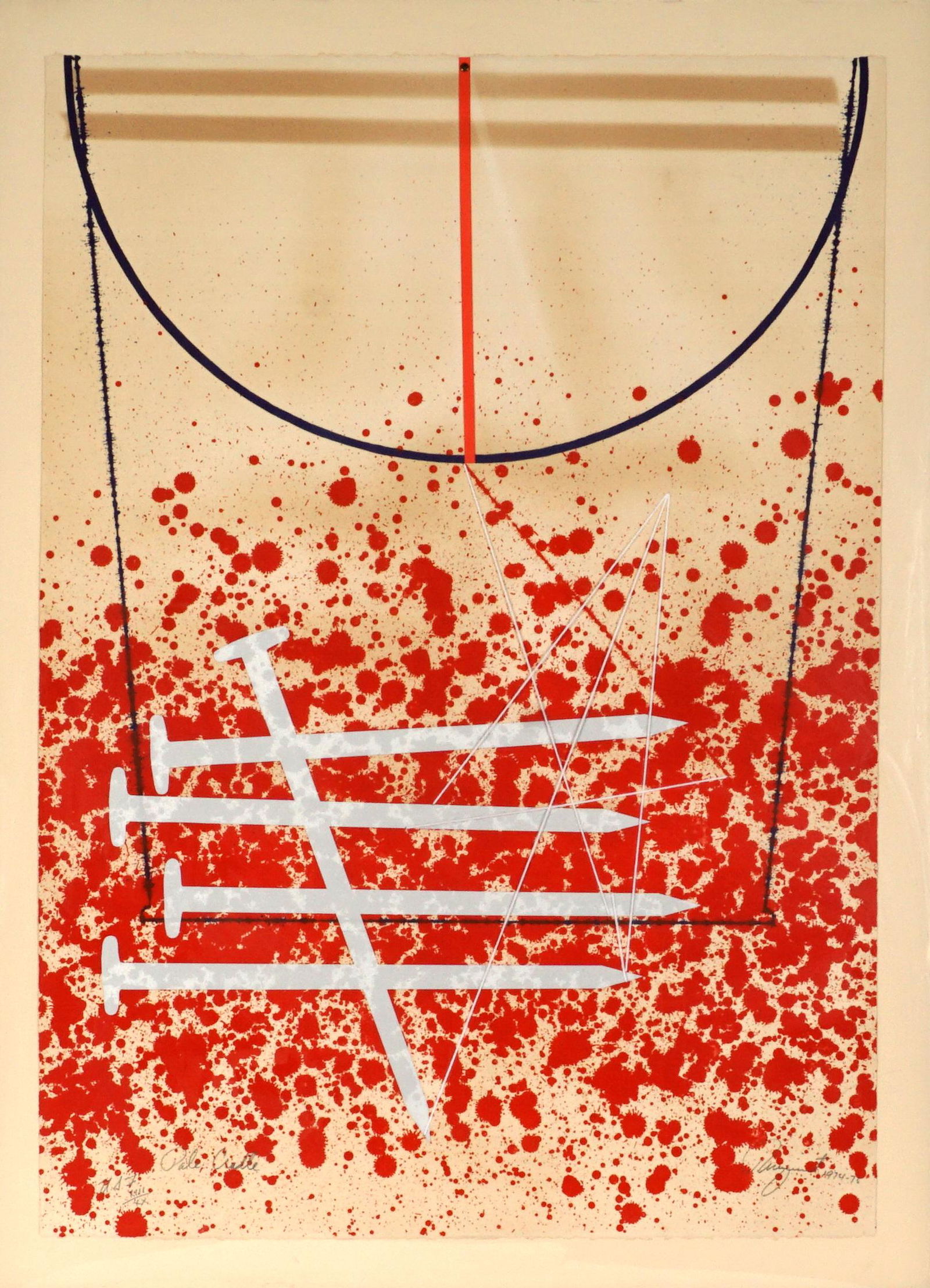 James Rosenquist Pale Cradle Mixed Media Litho: ROSENQUIST, James, (American, 1933-2017): "Pale Cradle", Lithograph / Screenprint / String, signed lower right and dated 1974-76, inscribed lower left Pale Cradle, USF, XIII / XX, blind stamp lower ri