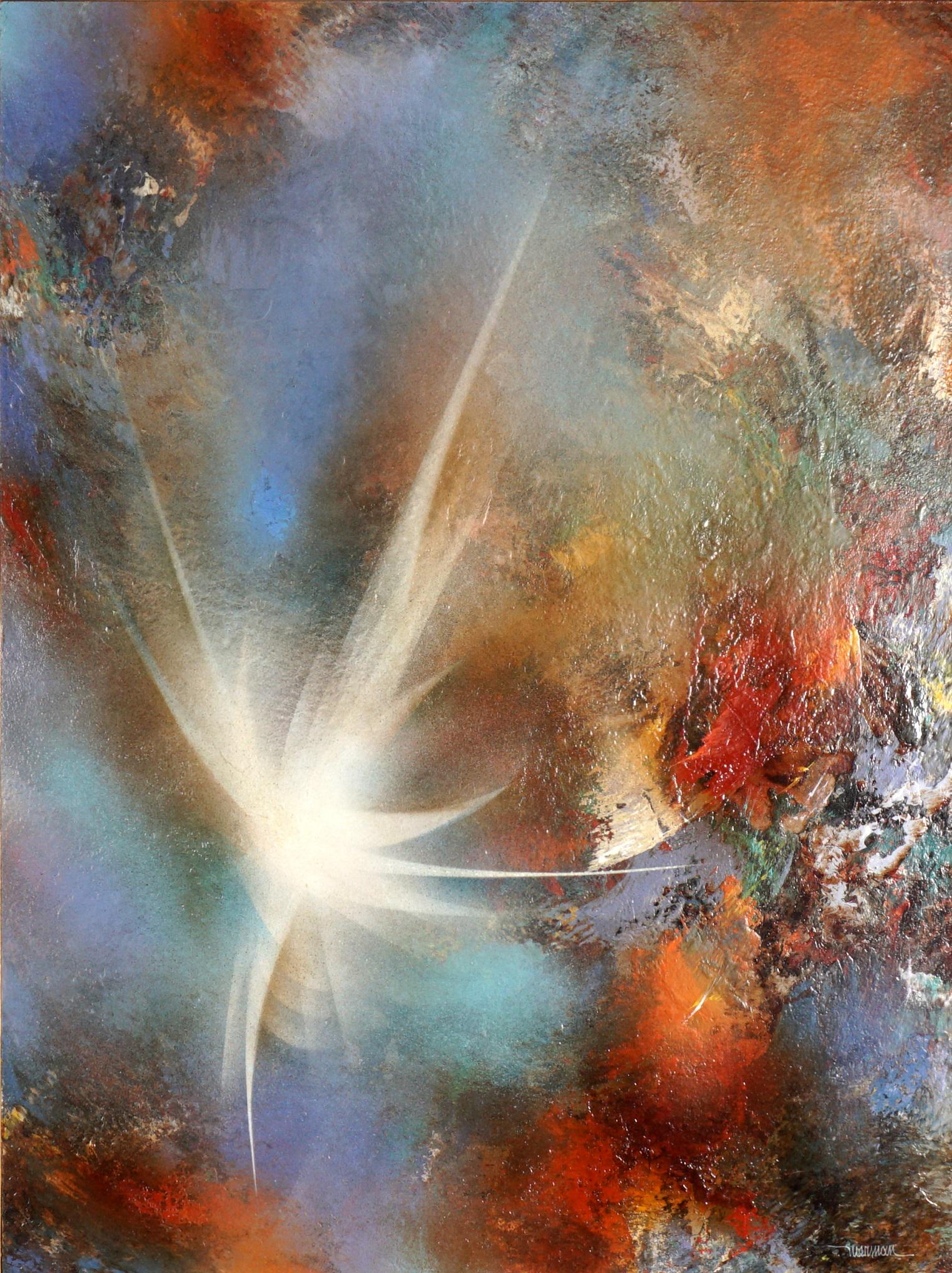 Leonardo Nierman Untitled Acrylic Painting: NIERMAN, Leonardo, (Mexican, 1932-): Untitled, Acrylic/ Masonite, signed lower right, 31.5" x 23.5", framed 39" x 31".