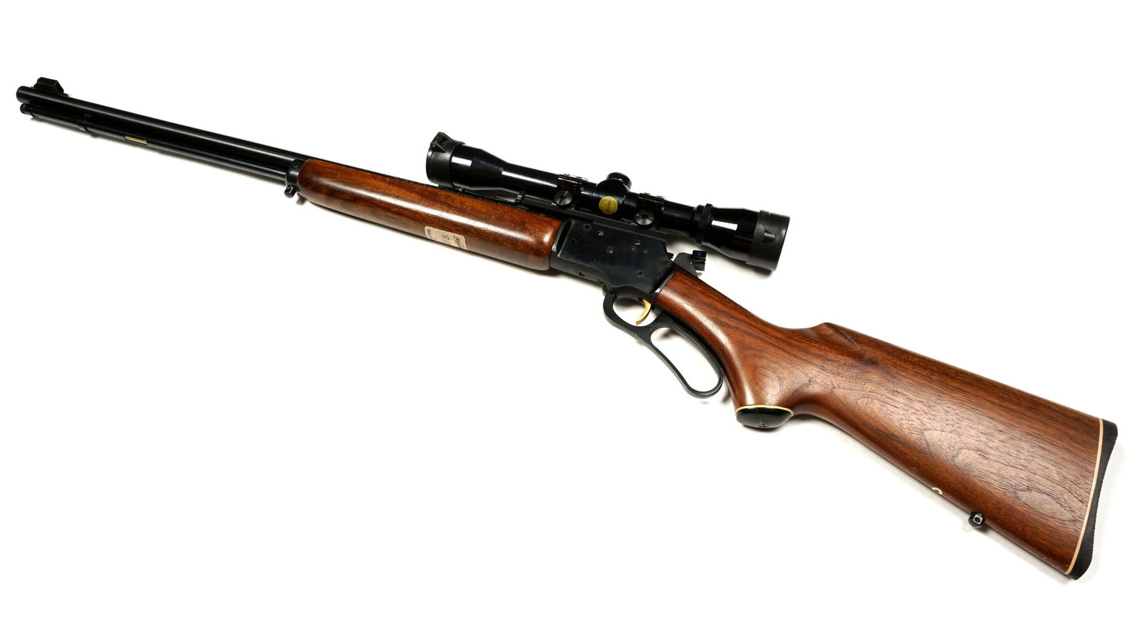 Marlin Original Golden 39AS Lever Action Rifle: Marlin Original Golden 39AS, .22 short and long caliber, 24" round blued barrel, wood stock, Simons 4 x 32 scope, serial number 11140523. Condition: Minor scratches to stock, clean bore. Overall 40.25