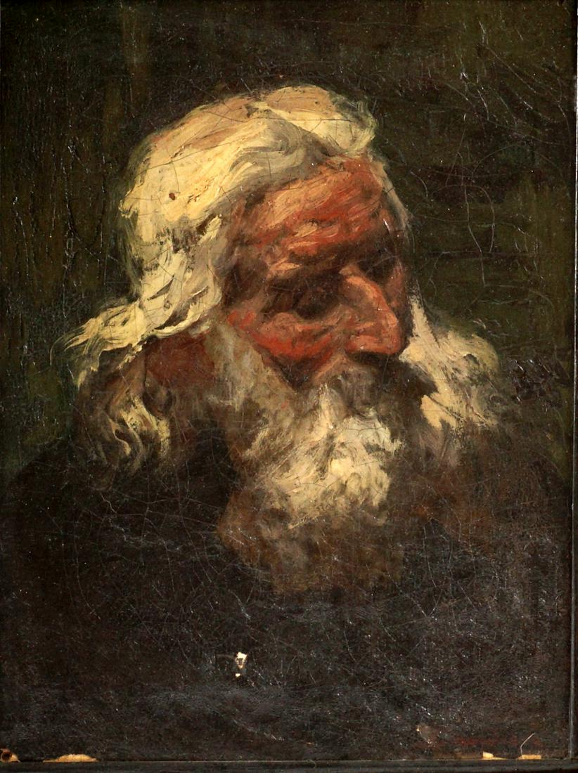 Alfred Lavidiere Self Portrait: LAVIDIERE, Alfred, (French, 19th Century): Self portrait of himself as an elderly man, Oil/Canvas, signed lower right, old label verso reads "Alfred Lavidiere, French painter born in Soisy-sur-Marne i