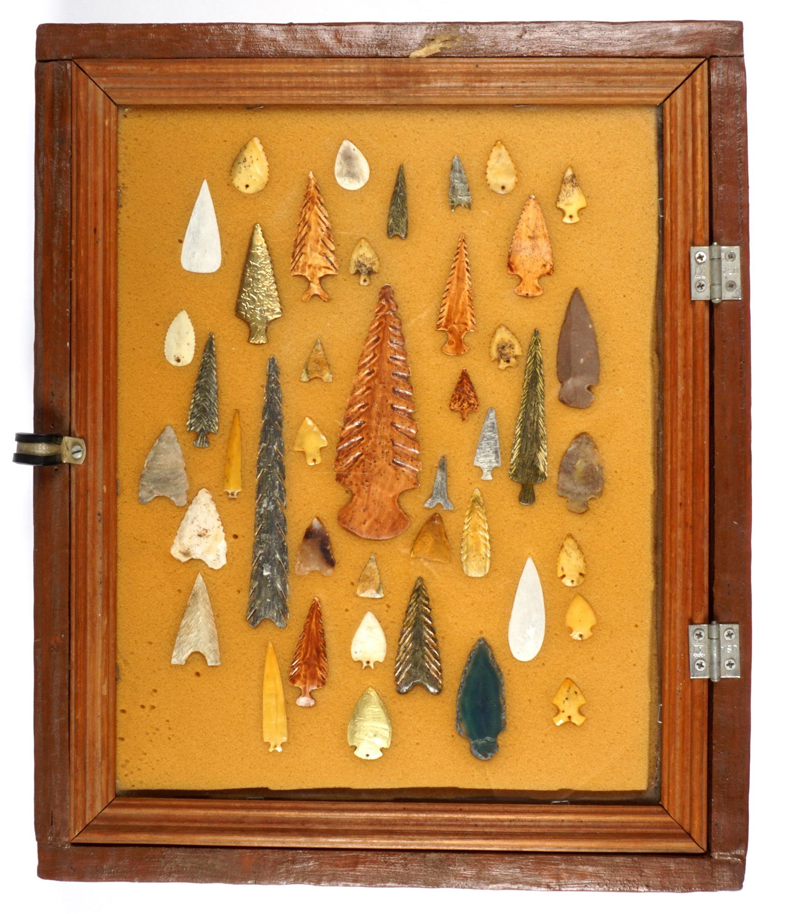Collection of Fantasy and Reproduction Points: Approx. 41 fantasy points in wood case, 17" x 14".