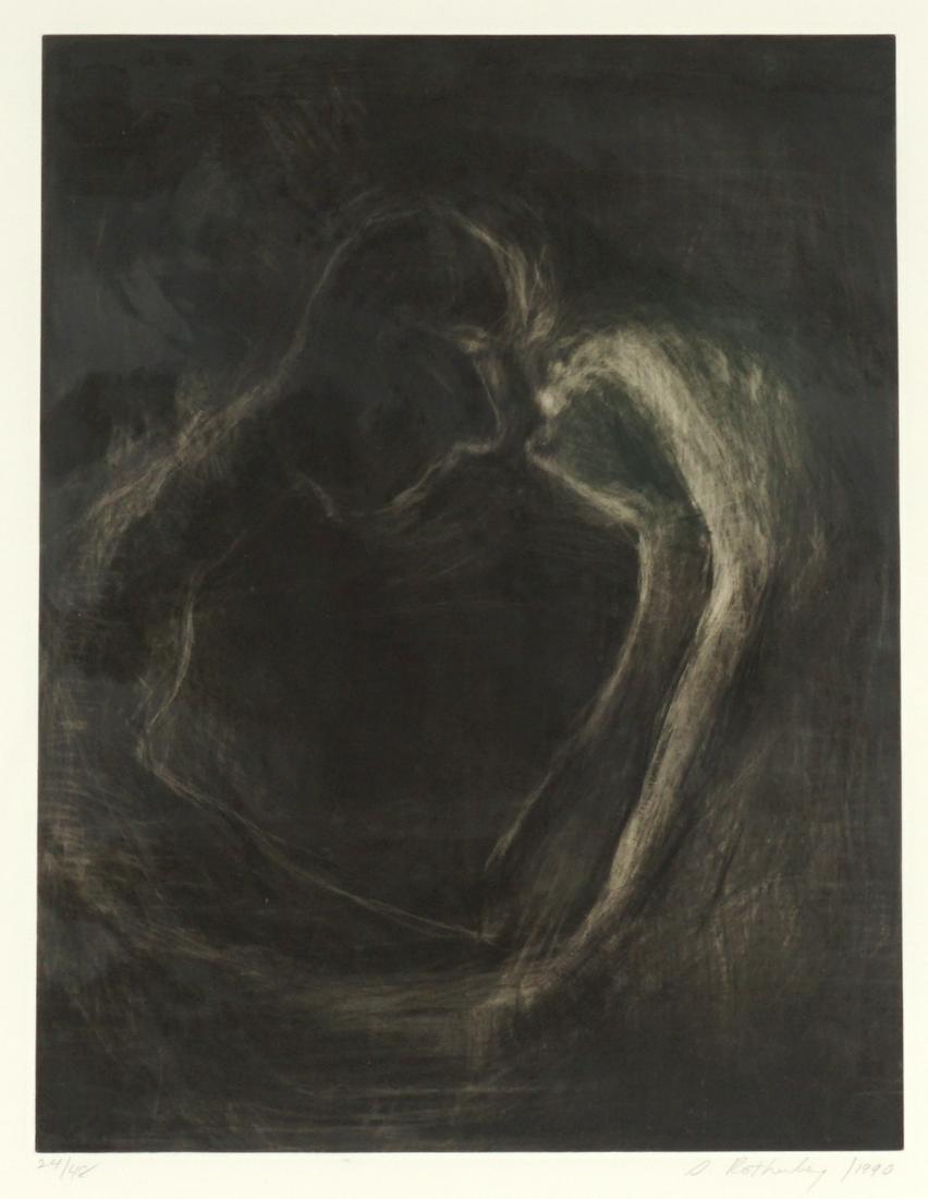 Susan Rothenberg Mezzo Fist #2 Mezzotint: ROTHENBERG, Susan, (American, 1945-2020): "Mezzo-Fist #2", Mezzotint on Paper, pencil signed lower right, number 24/48 lower left, image size 17.75" x 13.5", page size 24.5" x 19.5", framed 27" x 23.5