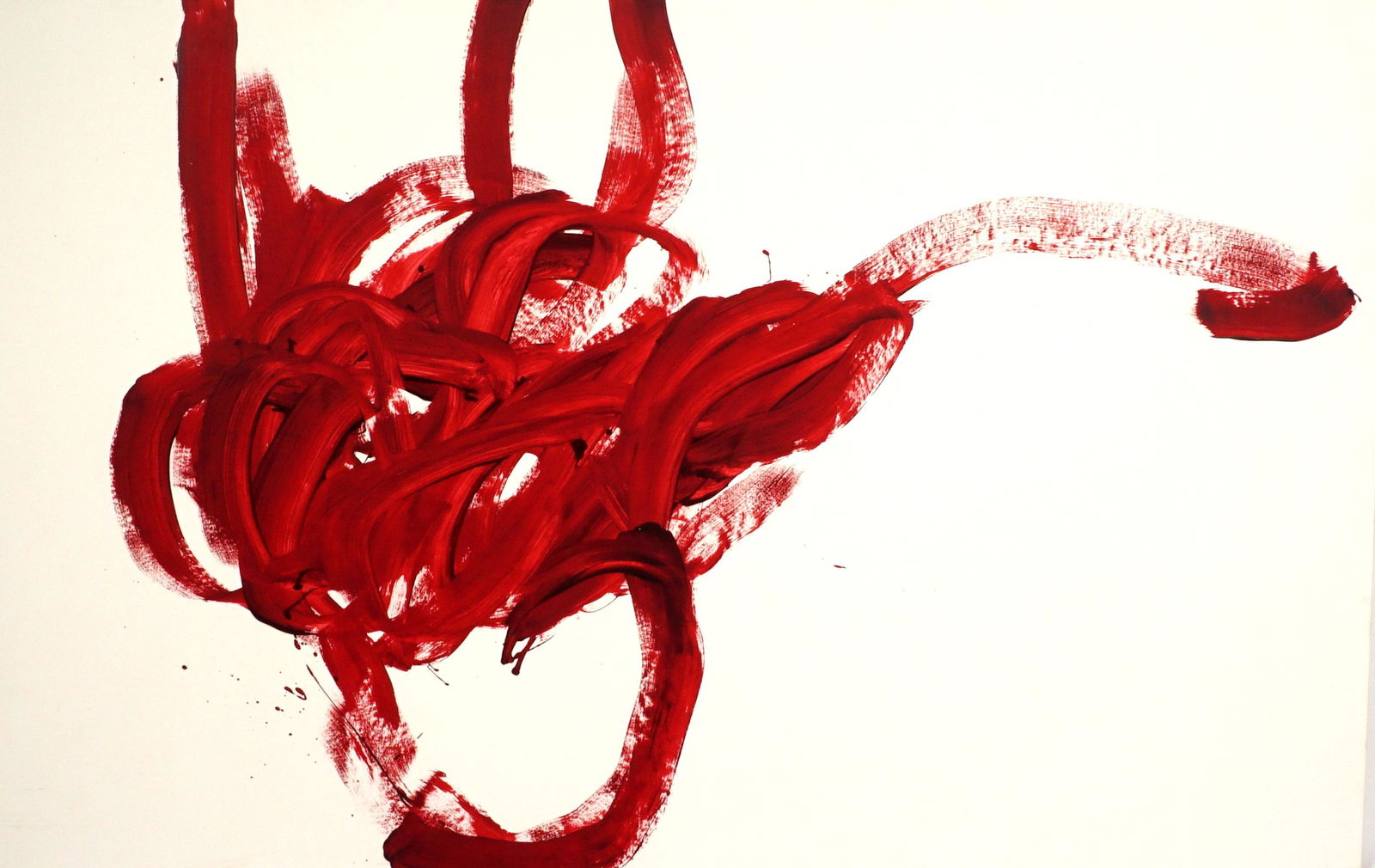 Gabriela Machado Red Series RSC 12 Painting: MACHADO, Gabriela, (Brazilian, 1960-): "Red Series: RSC/12", Acrylic/Canvas, signed, titled, and dated 2002 verso, Neuhoff Gallery label verso, 55 x 87", unframed. Condition: Paint transfer/abrasions