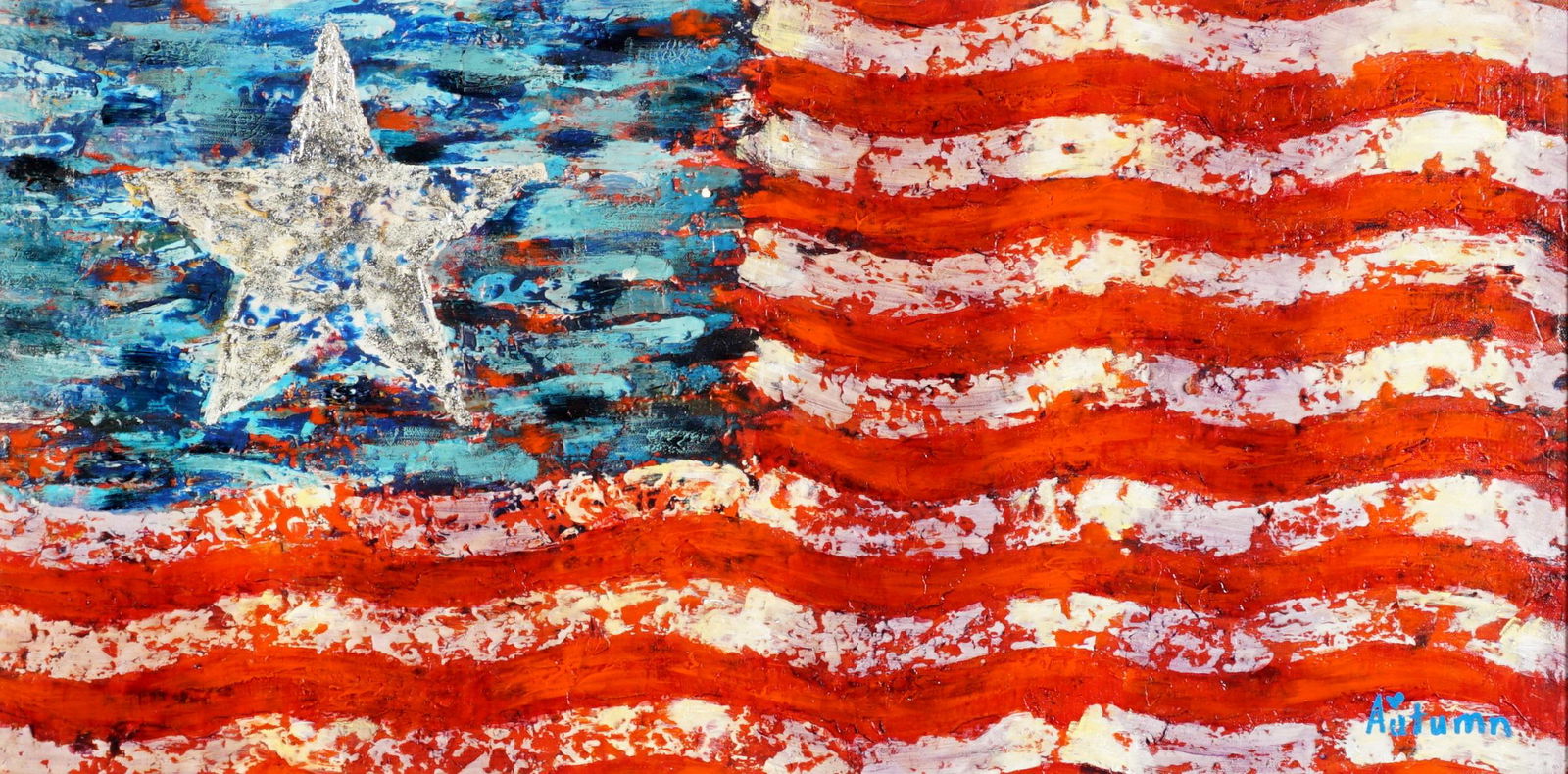 Autumn De Forest Lone Star Flag Giclee: DE FOREST, Autumn, (American, 21st Century): "Lone Star Flag", embellished Giclee/Canvas, signed lower right, numbered verso, 16" x 32", framed 28.5" x 44.5". Sold with COA and appraisal for $1850.