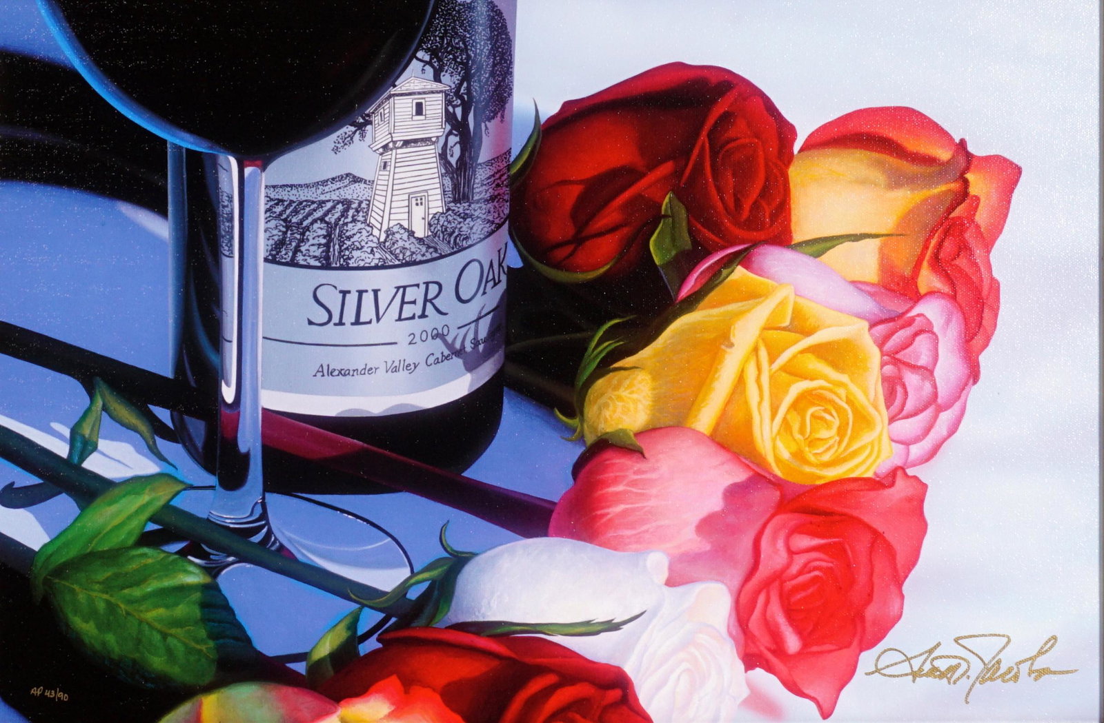 Scott Jacobs Rainbow Red Giclee: JACOBS, Scott, (American, 20th Century): "Rainbow Red", Giclee/Canvas, signed lower right, 13.75" x 21", framed 25.5" x 29.25". Sold with appraisal for $1880.