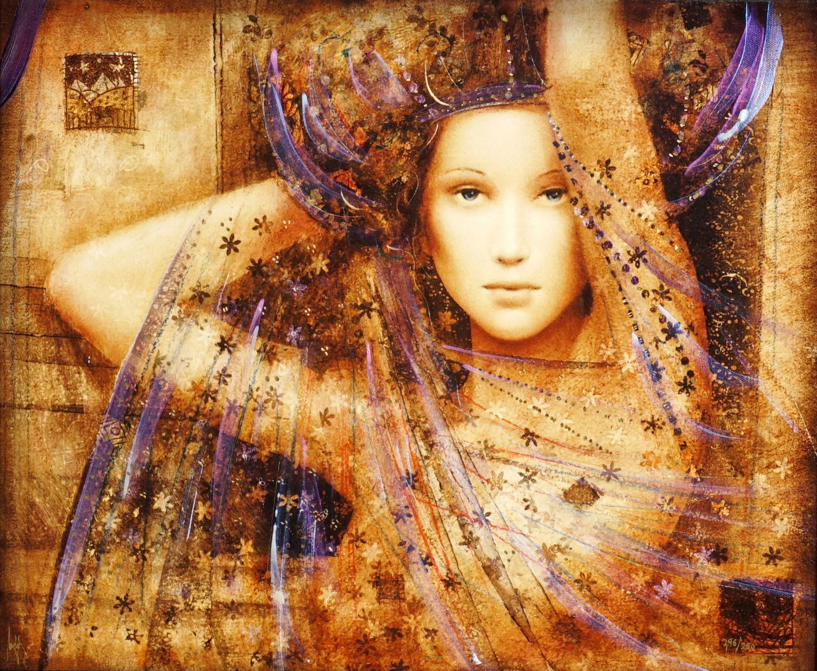 Csaba Marcus Pure Love Giclee: MARCUS, Csaba, (Hungarian/American, 20th Century): "Pure Love", embellished Giclee/Canvas, signed lower left, numbered 246/280 lower right, 16.25" x 20", framed 28" x 31.25". Sold with COA and apprais