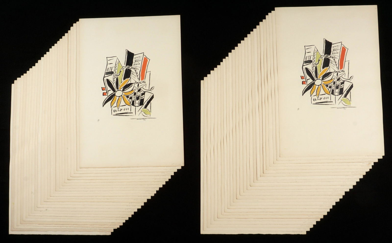 50 Fernand Leger Chevreuse Aout Serigraphs: LEGER, Fernand, (French, 1881-1955): "Chevreuse Aout", Serigraph in colors on Arches paper, signed in the plate, F. Leger Blind stamp, from the series of 1000, varying numbers, 22" x 15". Condition: T