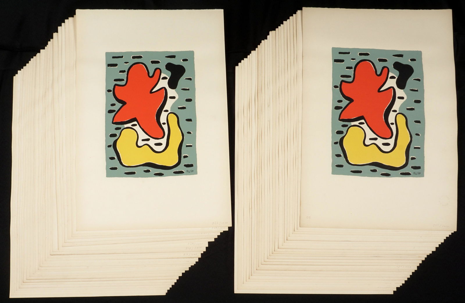 50 Fernand Leger Rosalie Serigraphs: LEGER, Fernand, (French, 1881-1955): "Rosalie", Serigraph in colors on Arches paper, signed in the plate, F. Leger Blind stamp, from the series of 1000, varying numbers, 22" x 15". Condition: Toning,