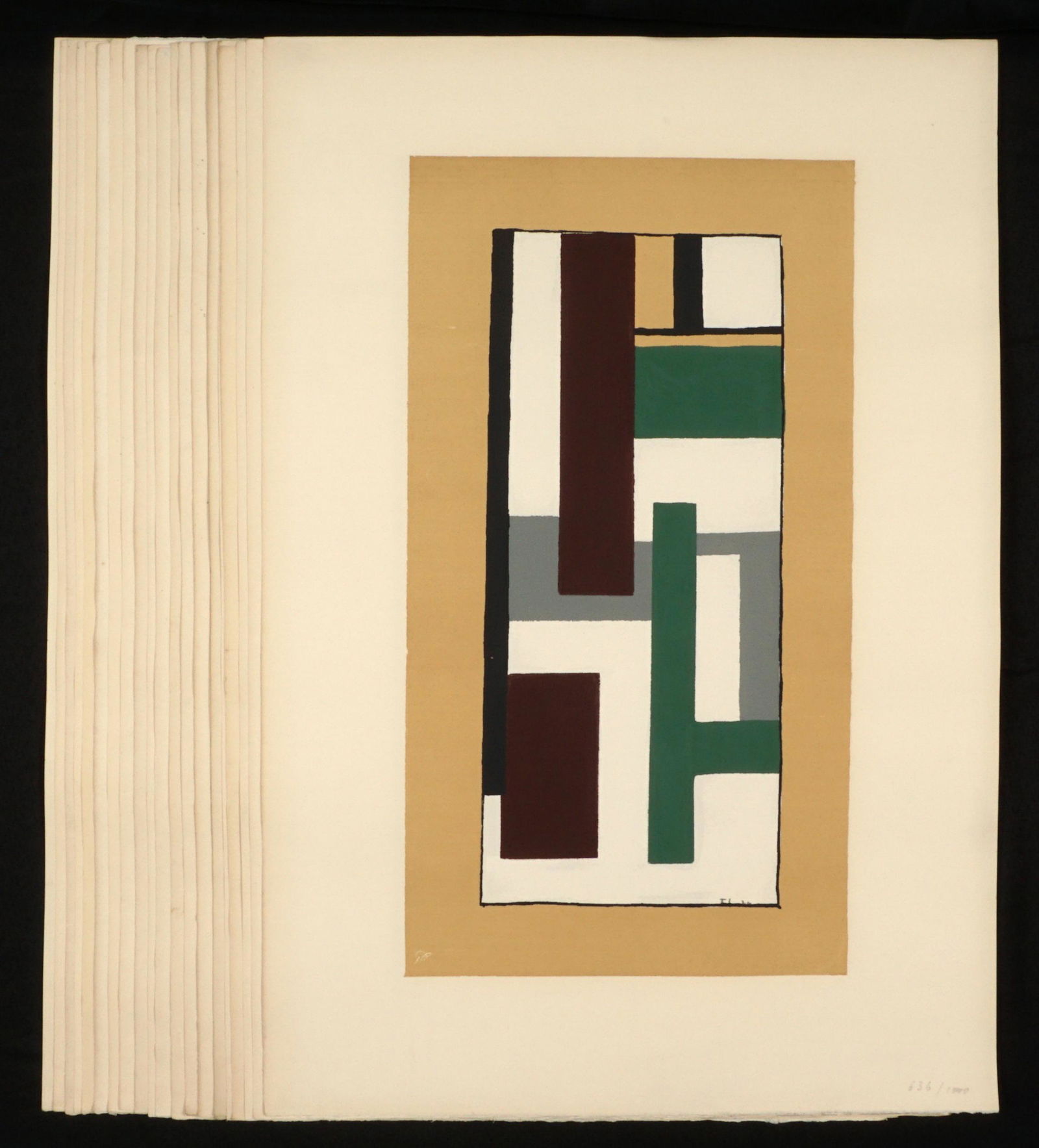 21 Fernand Leger Composition Abstraite Serigraphs: LEGER, Fernand, (French, 1881-1955): "Composition Abstraite", Serigraph on Arches paper, signed in the plate, "Serigraphie, F. Leger" blind stamp lower right, from an edition of 1000, varying numbers.