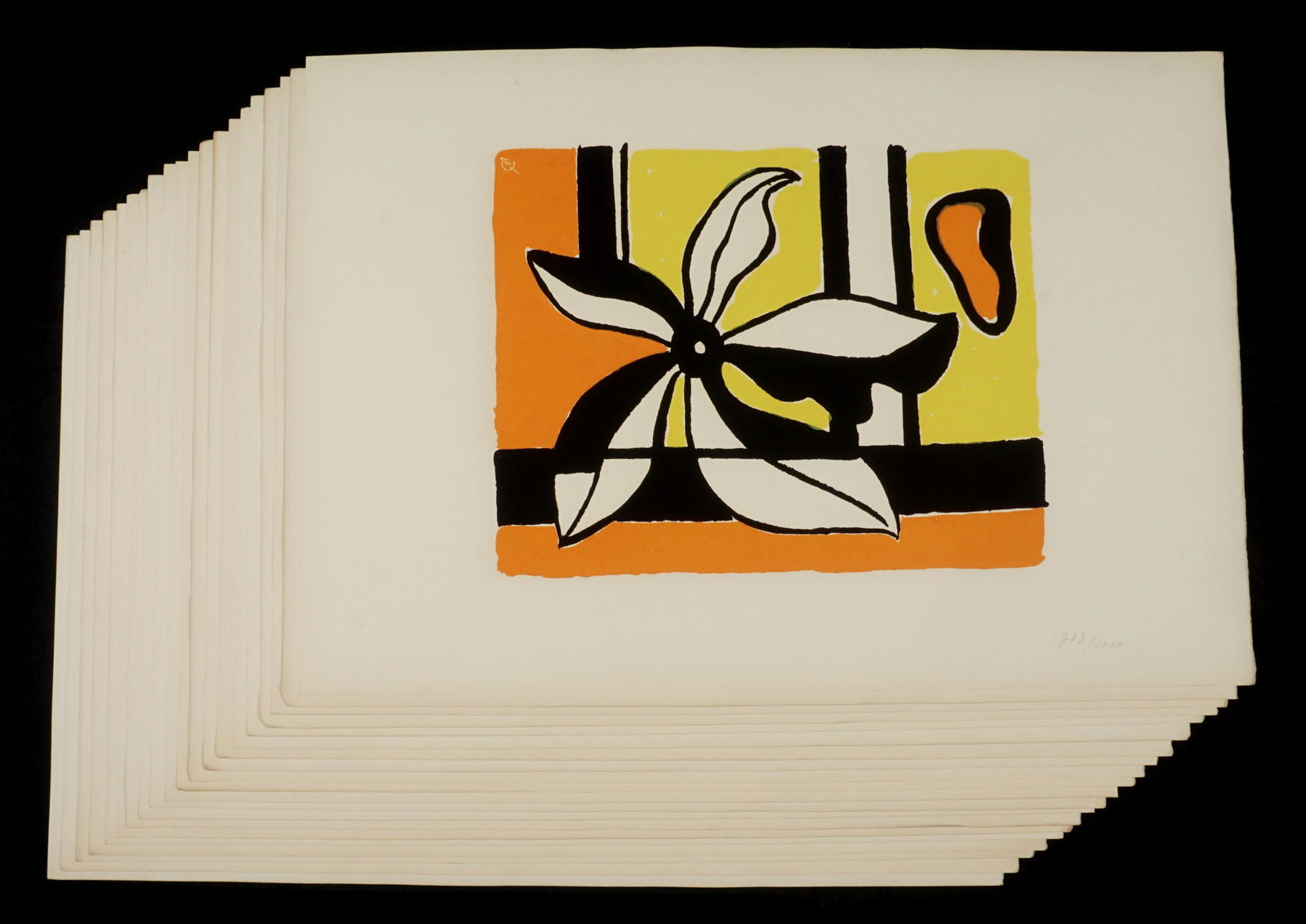 20 Fernand Leger Fond Verte Serigraphs: LEGER, Fernand, (French, 1881-1955): "Fond Verte", Serigraph in colors on Arches paper, signed in the plate, F. Leger Blind stamp, from the series of 1000, various numbers, 15" x 22". Condition: Tonin