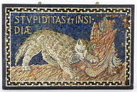 Antique Italian Mosaic of Cat and Hen