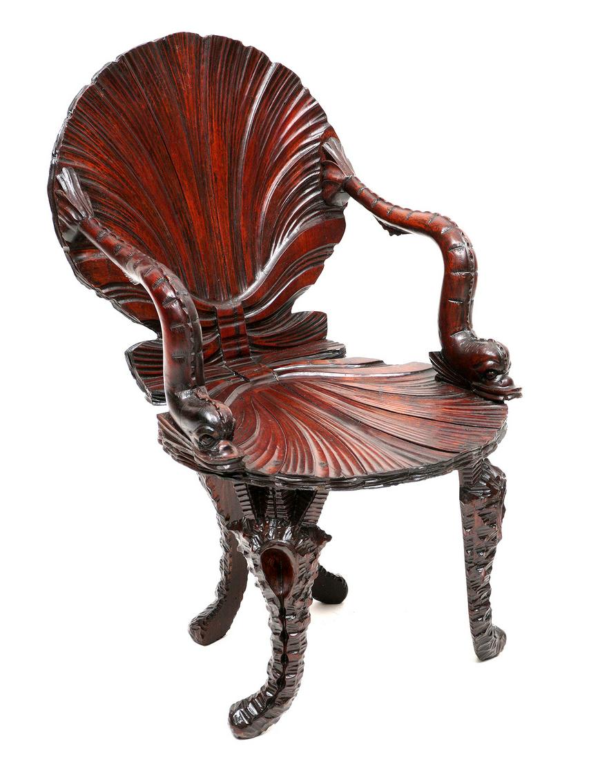 Italian carved Shell Back Grotto Arm Chair (1 of 8)