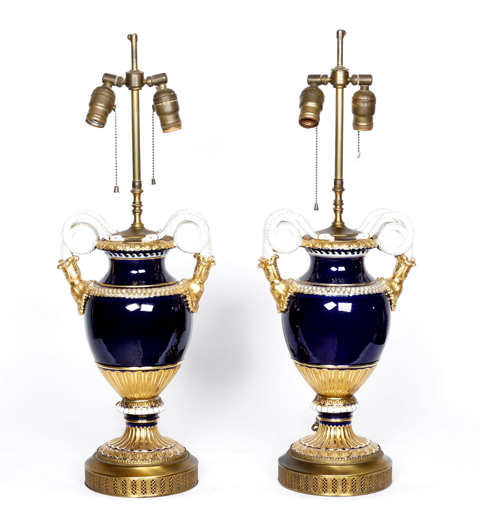 Pair Meissen Snake Vases Mounted as Lamps (1 of 14)