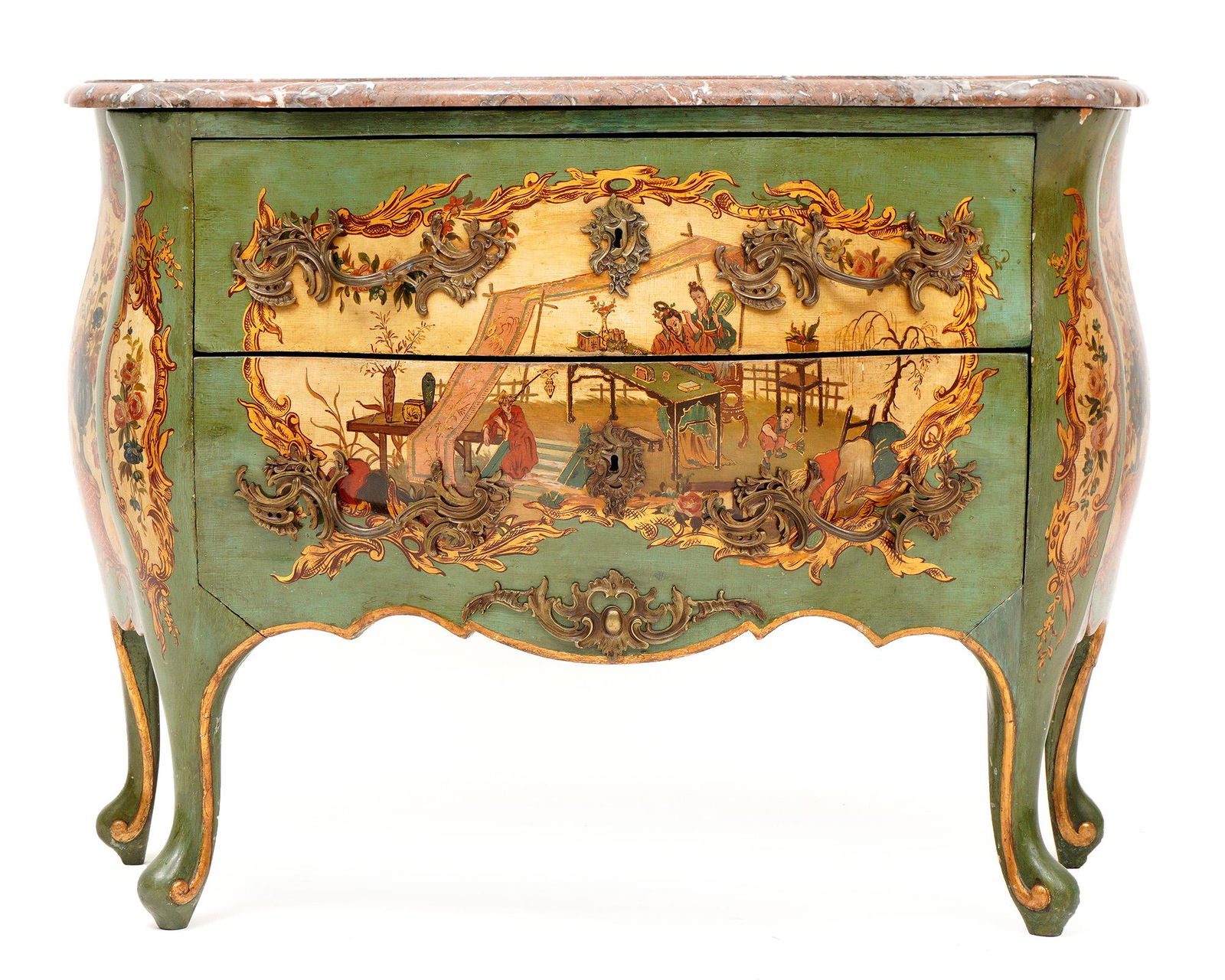19th C. French Marble Top Chinoiserie Commode (1 of 9)