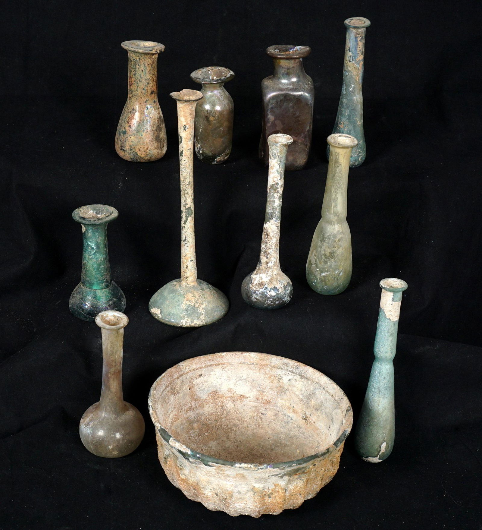 Group of Eleven Ancient Roman Glass Vessels (1 of 6)
