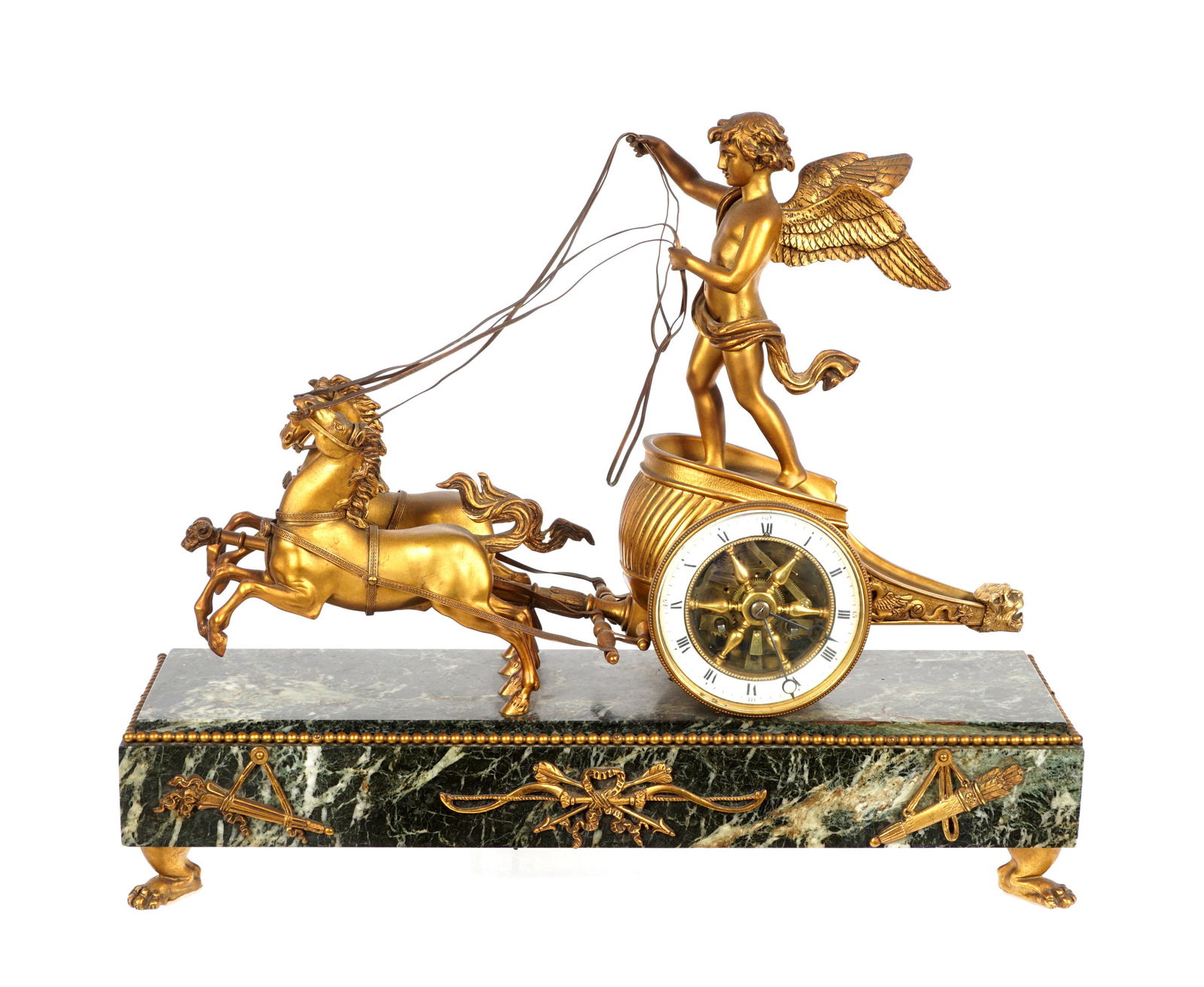 French Figural Winged Cherub Chariot Clock (1 of 17)