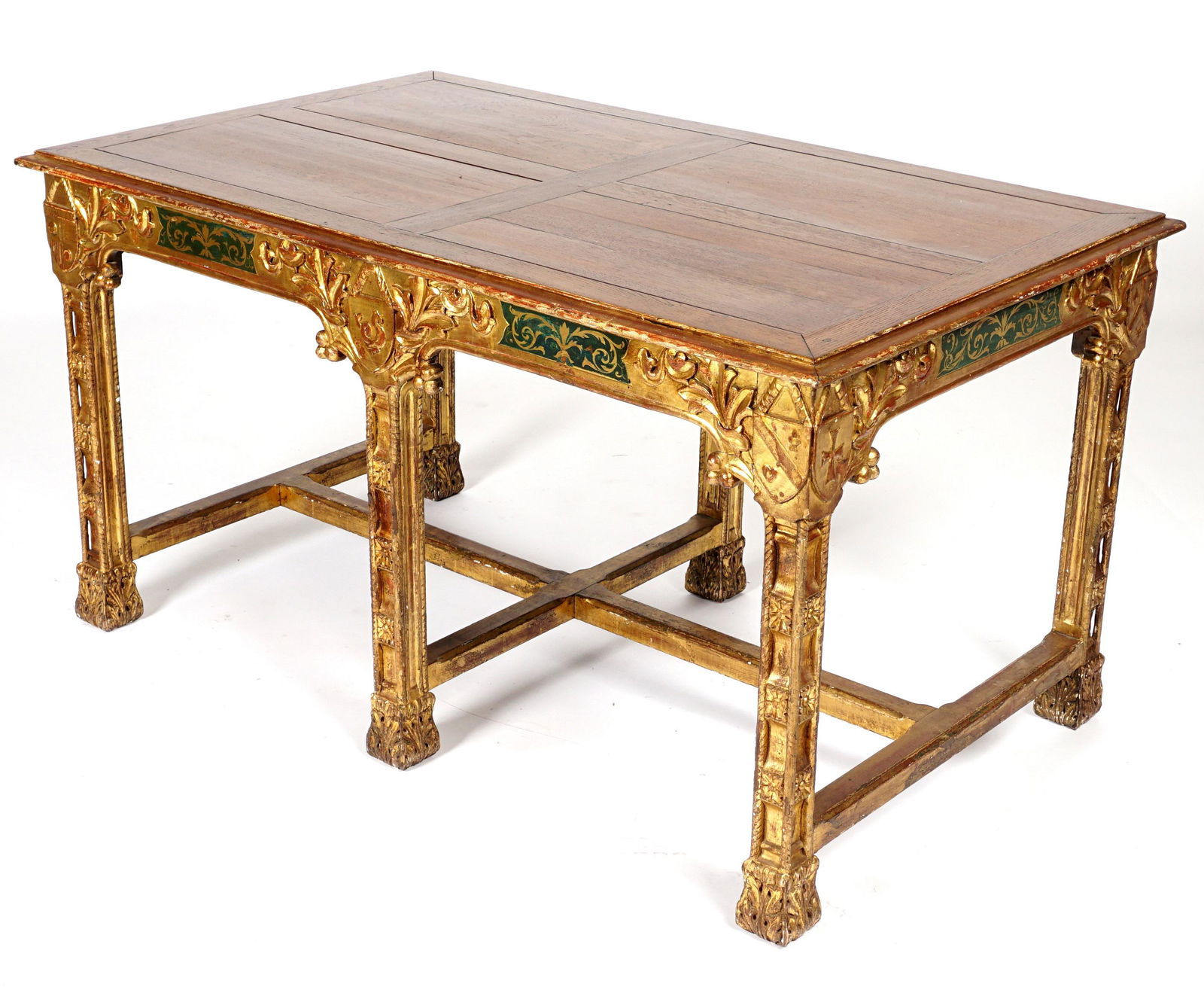 E. W. Pugin Style Neo-Gothic Carved Gilt Wood Desk (1 of 12)