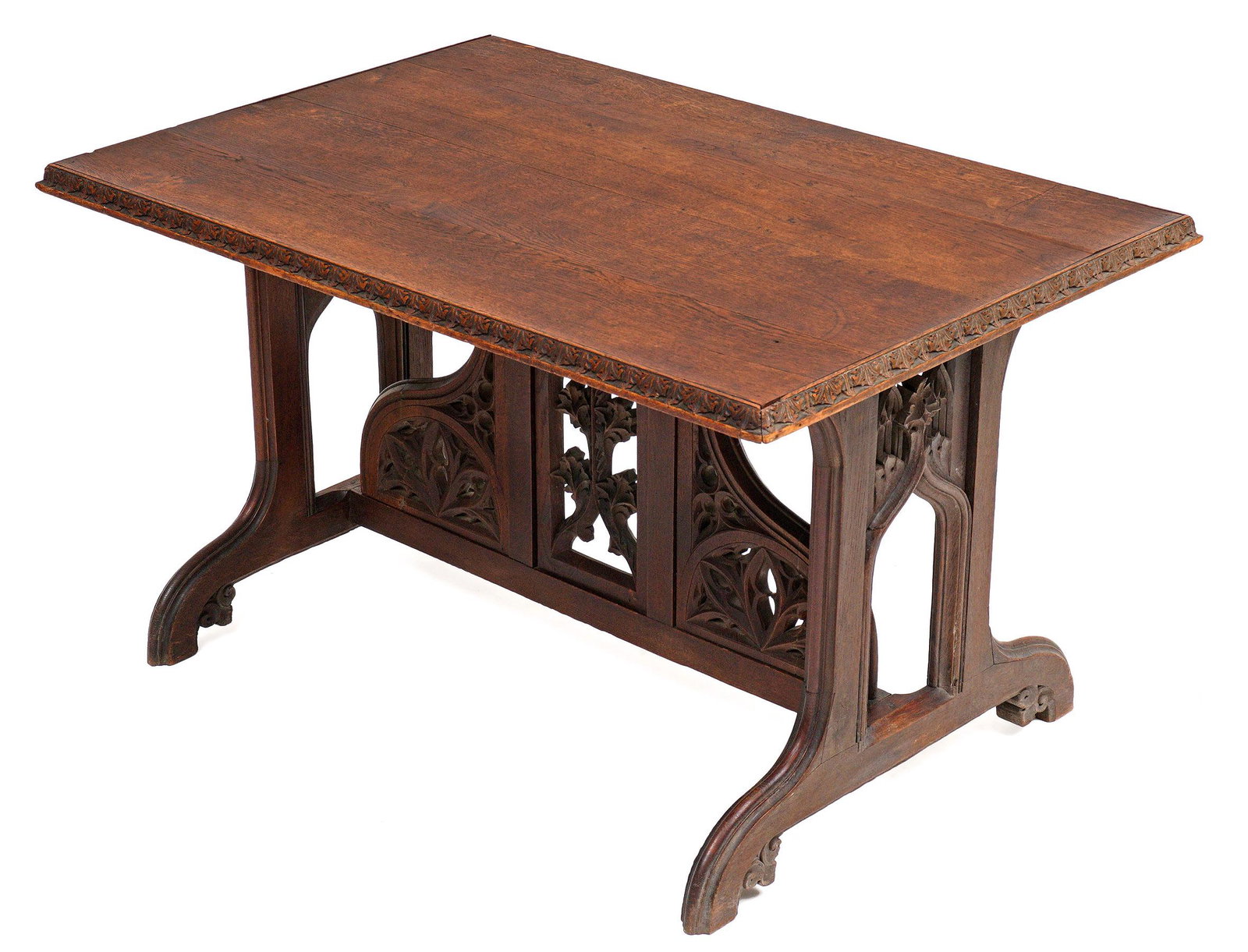 English Oak Gothic Revival Center Table (1 of 8)