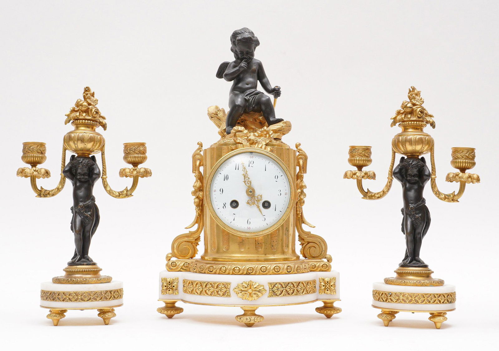 French Figural Cherub Clock & Garniture Set (1 of 10)
