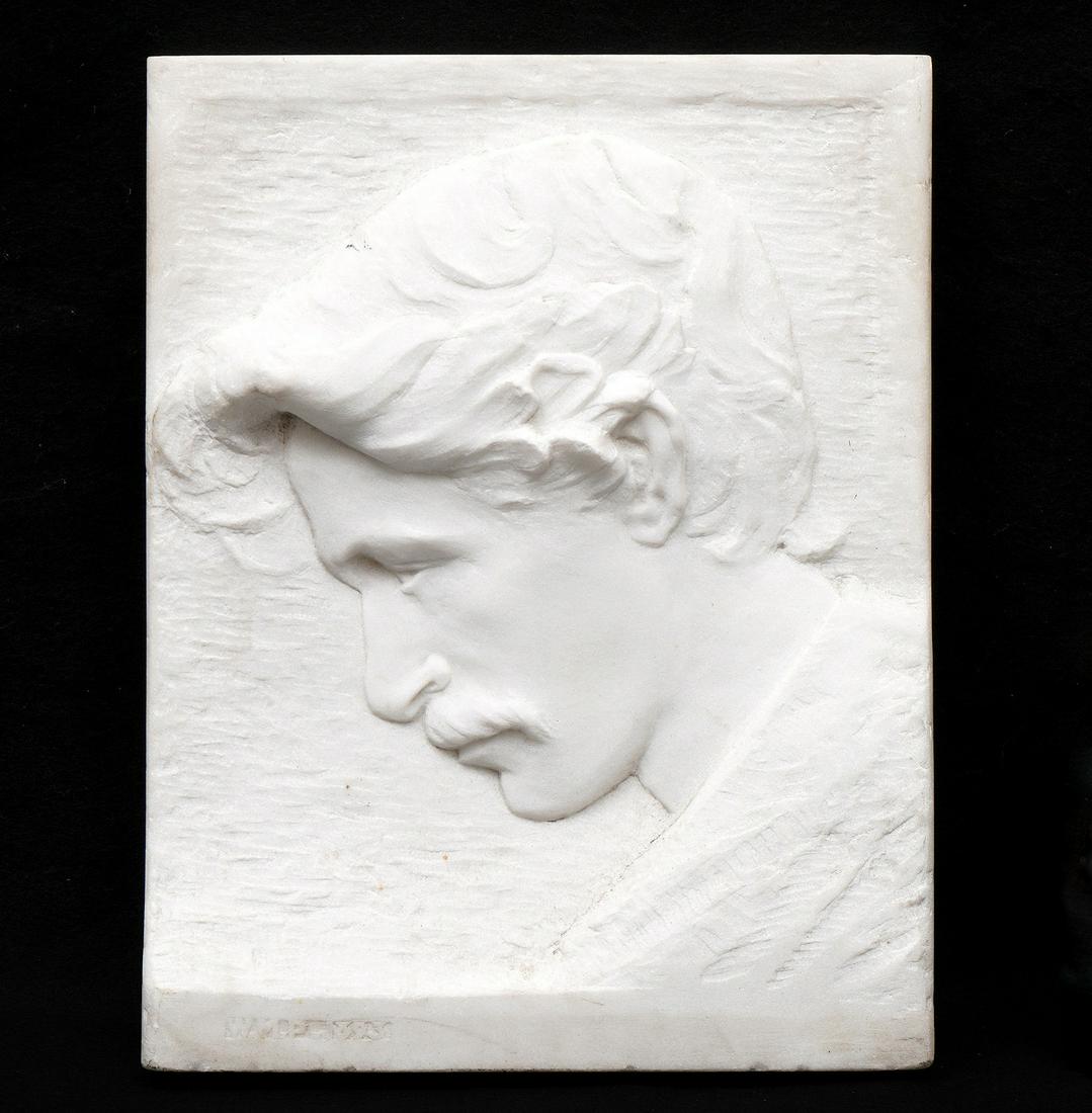 1893 Marble Plaque Sculpture Bust of a Man (1 of 5)