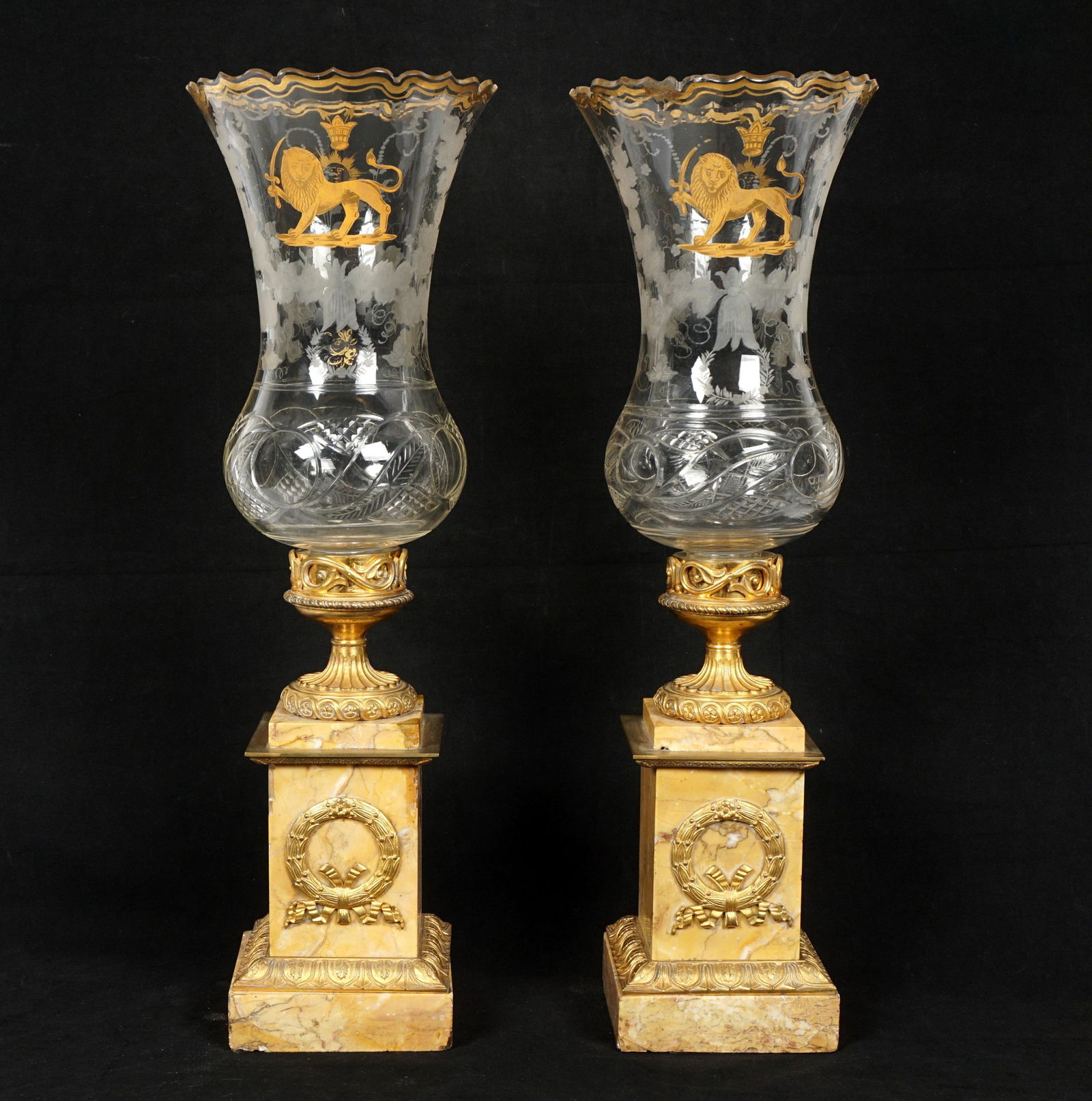 Pair 19th C. French Gilt Bonze & Marble Lamps (1 of 16)