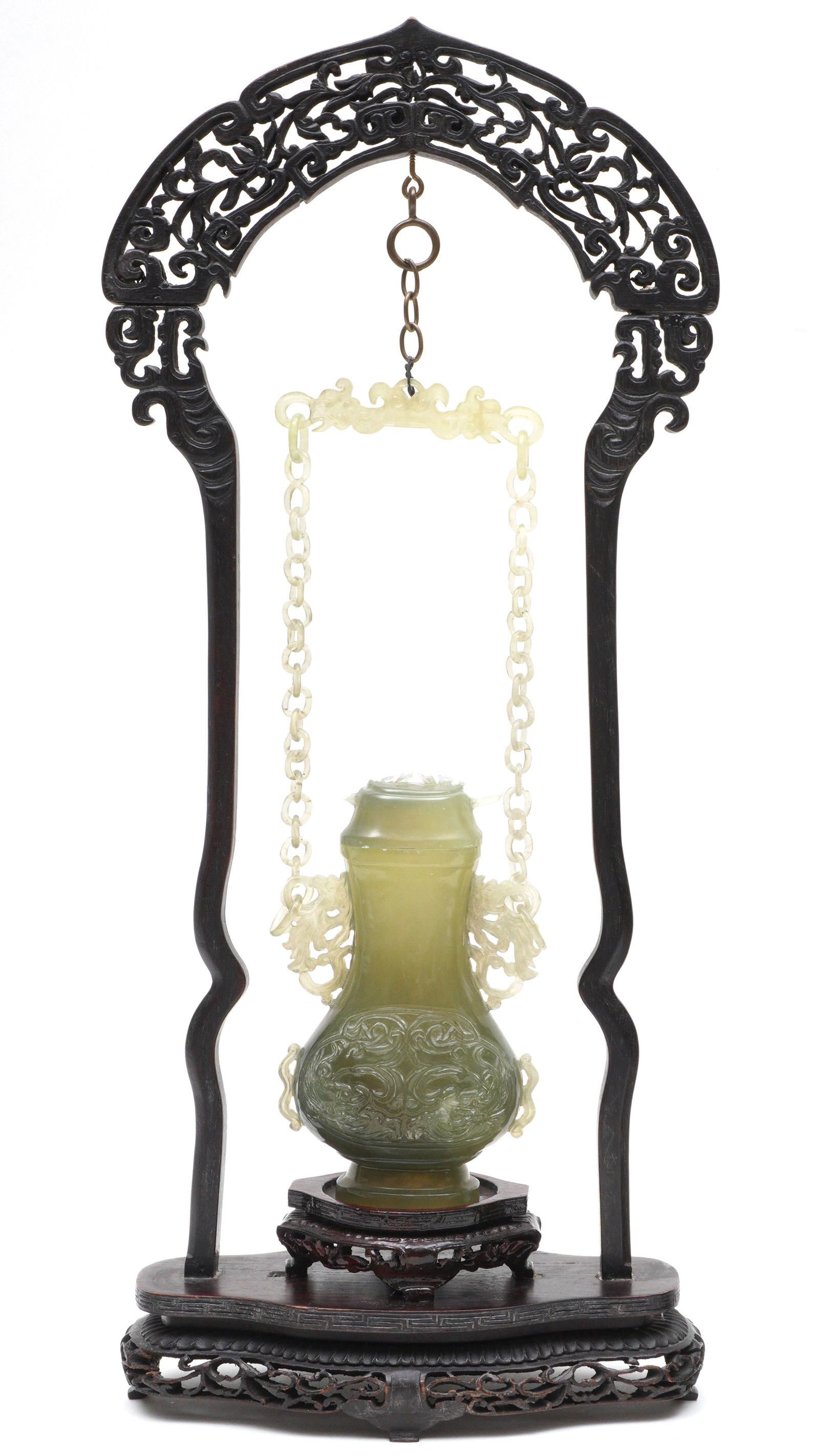 Chinese Carved Jade Covered Vase on Stand (1 of 8)