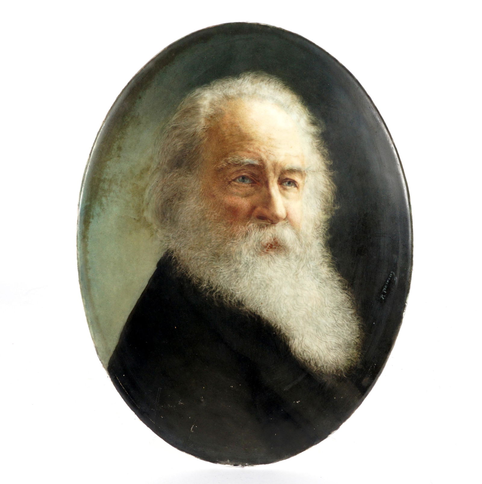 19th C. Walt Whitman Porcelain Portrait Plaque (1 of 7)
