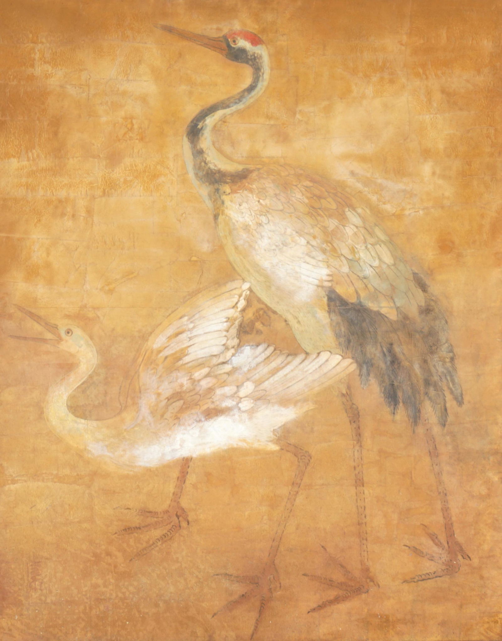 Large Chinese Gouache / Watercolor of Two Cranes (1 of 8)