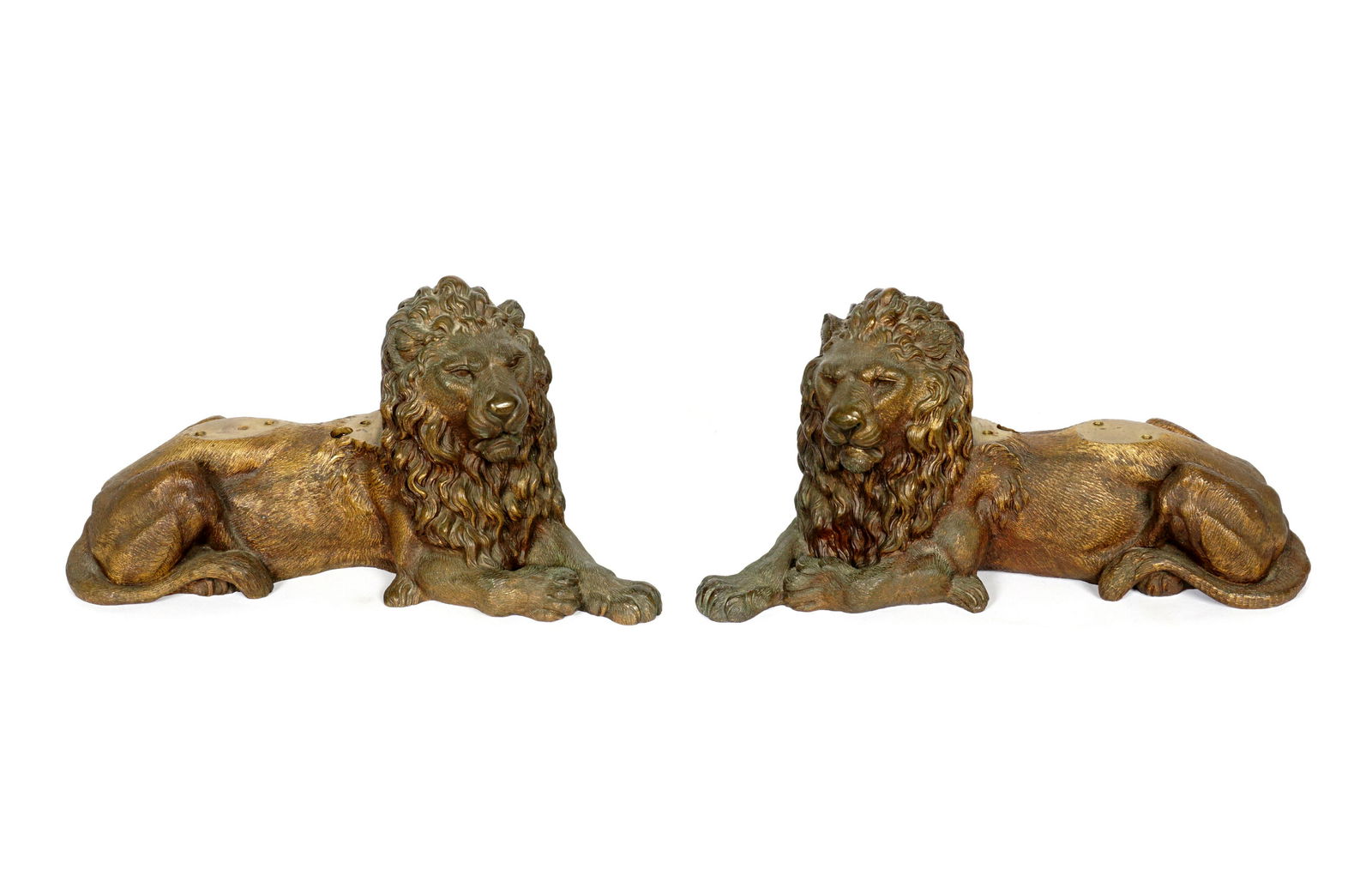 Pair Cast Bronze Recumbent Lion Feet (1 of 9)