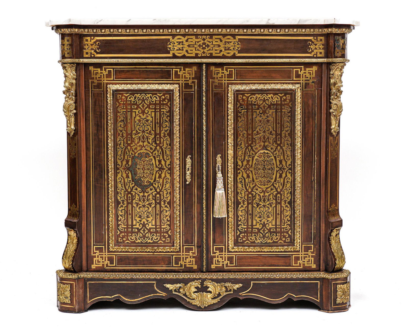 19th C. Vedder French Boulle  Marble Top Credenza (1 of 8)