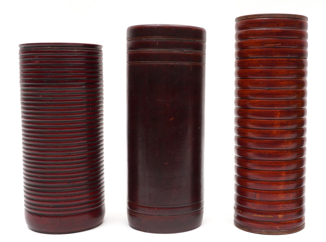 Three 19th C. Chinese Bamboo Tea Caddies (1 of 7)