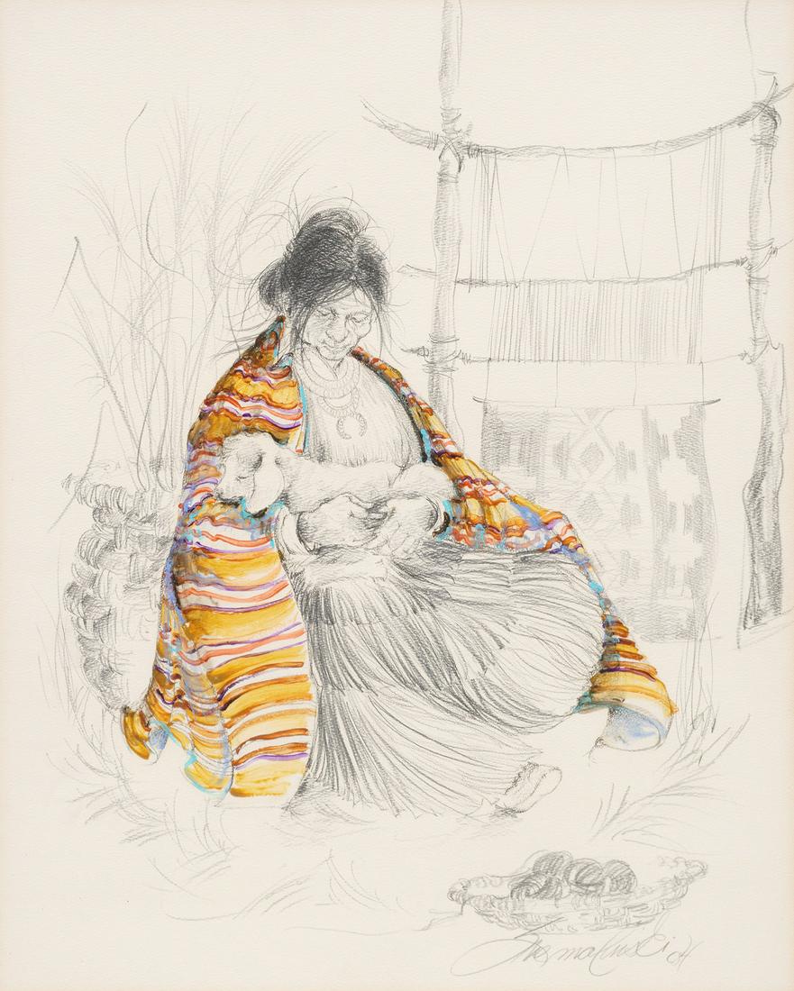 Sue Malinksi Native American Woman Watercolor (1 of 4)