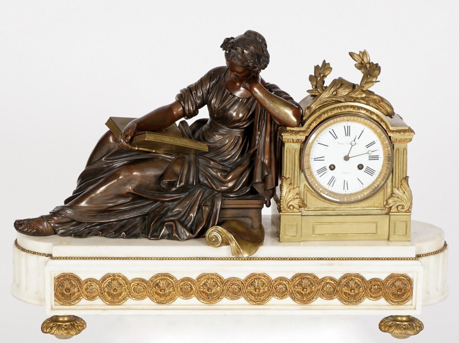 Paul Garnier French Figural Bronze & Marble Clock (1 of 12)