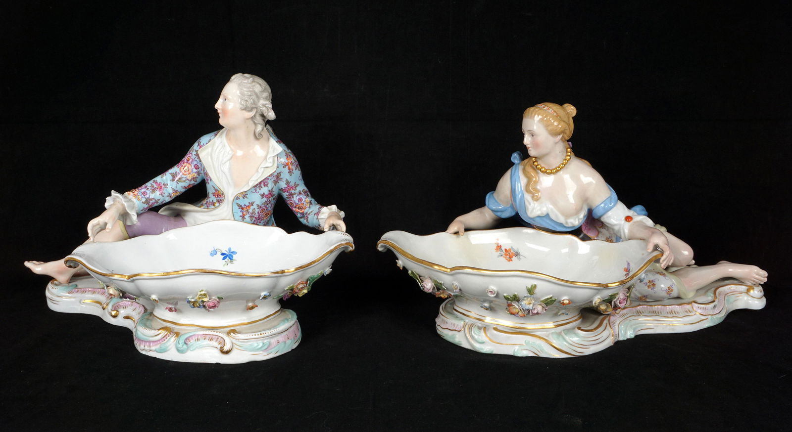 Pair Meissen Figural Sweet Meat Dishes (1 of 16)