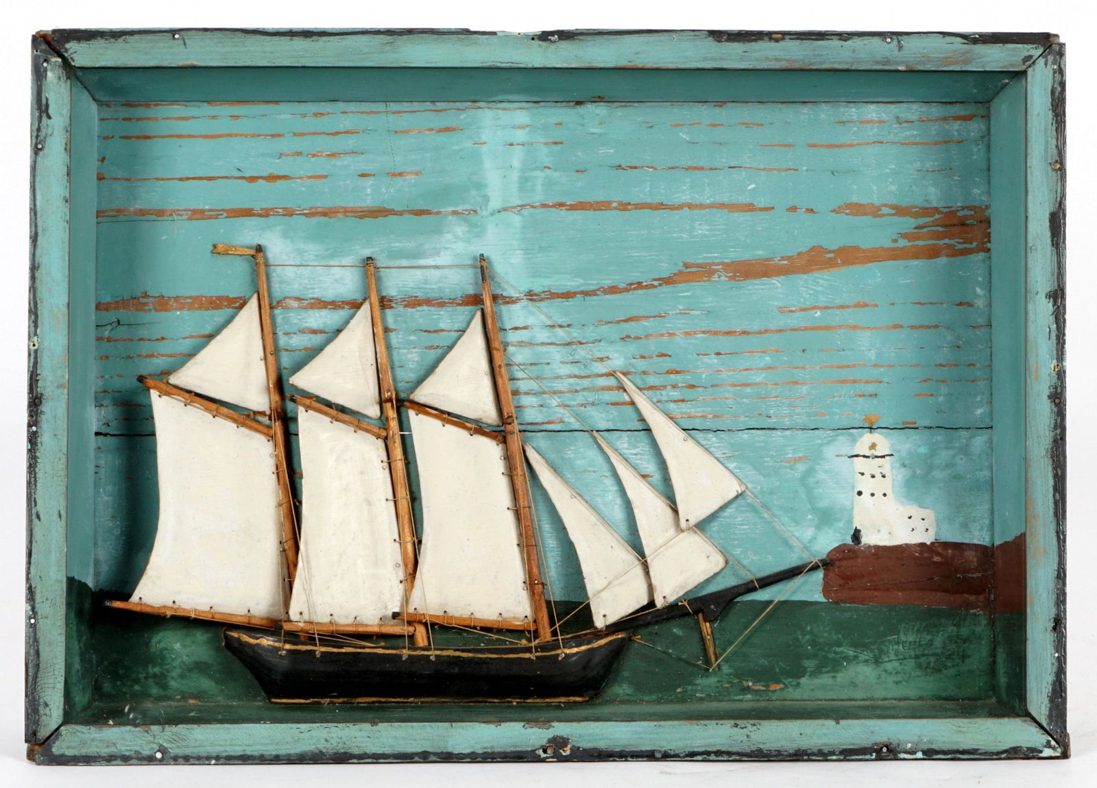 Antique Folk Art Clipper Ship Diorama (1 of 6)