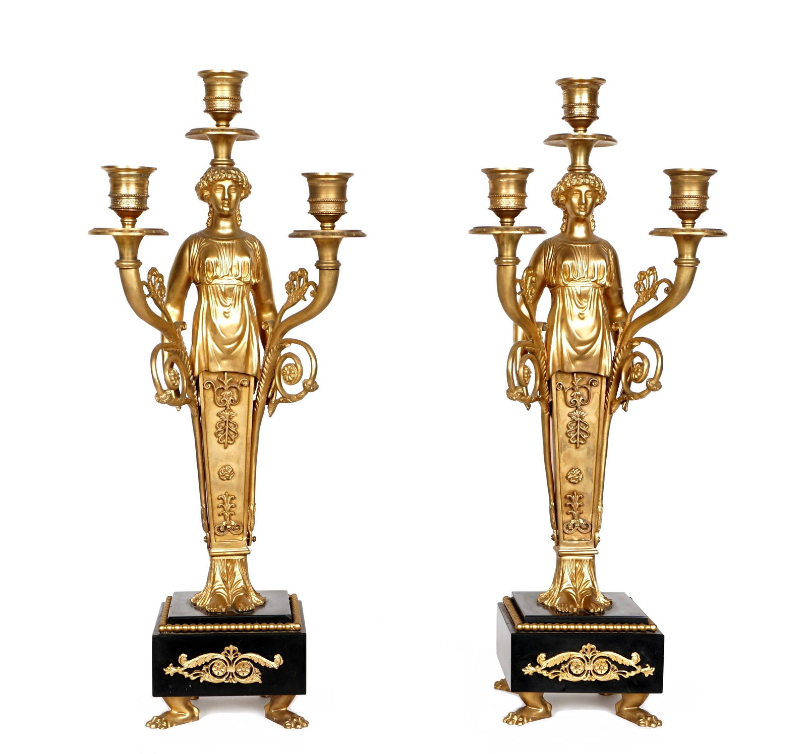 Pair French Figural Gilt Bronze Candelabra (1 of 13)