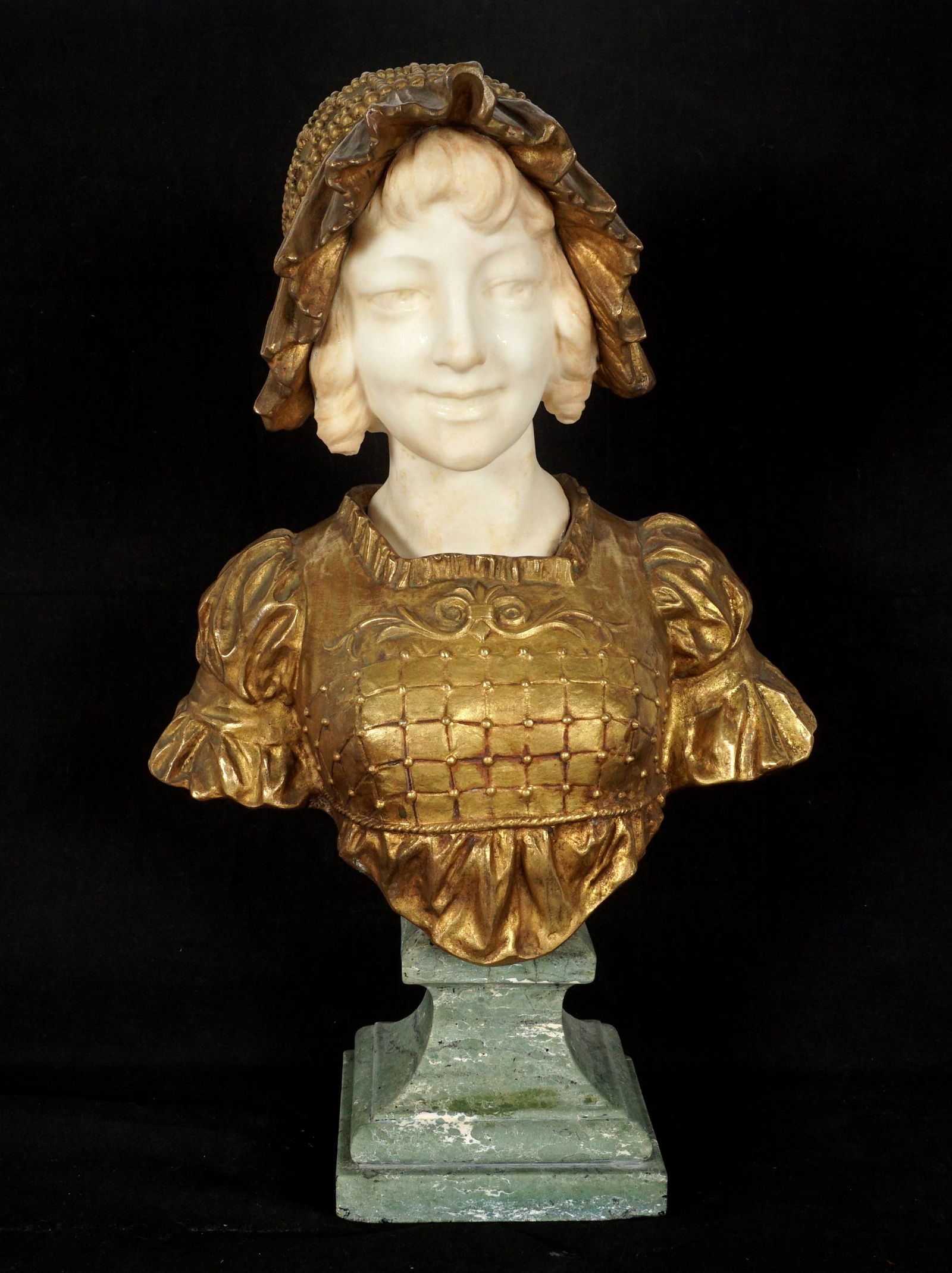Charles Faggioni Gilt Bronze and Marble Bust (1 of 8)