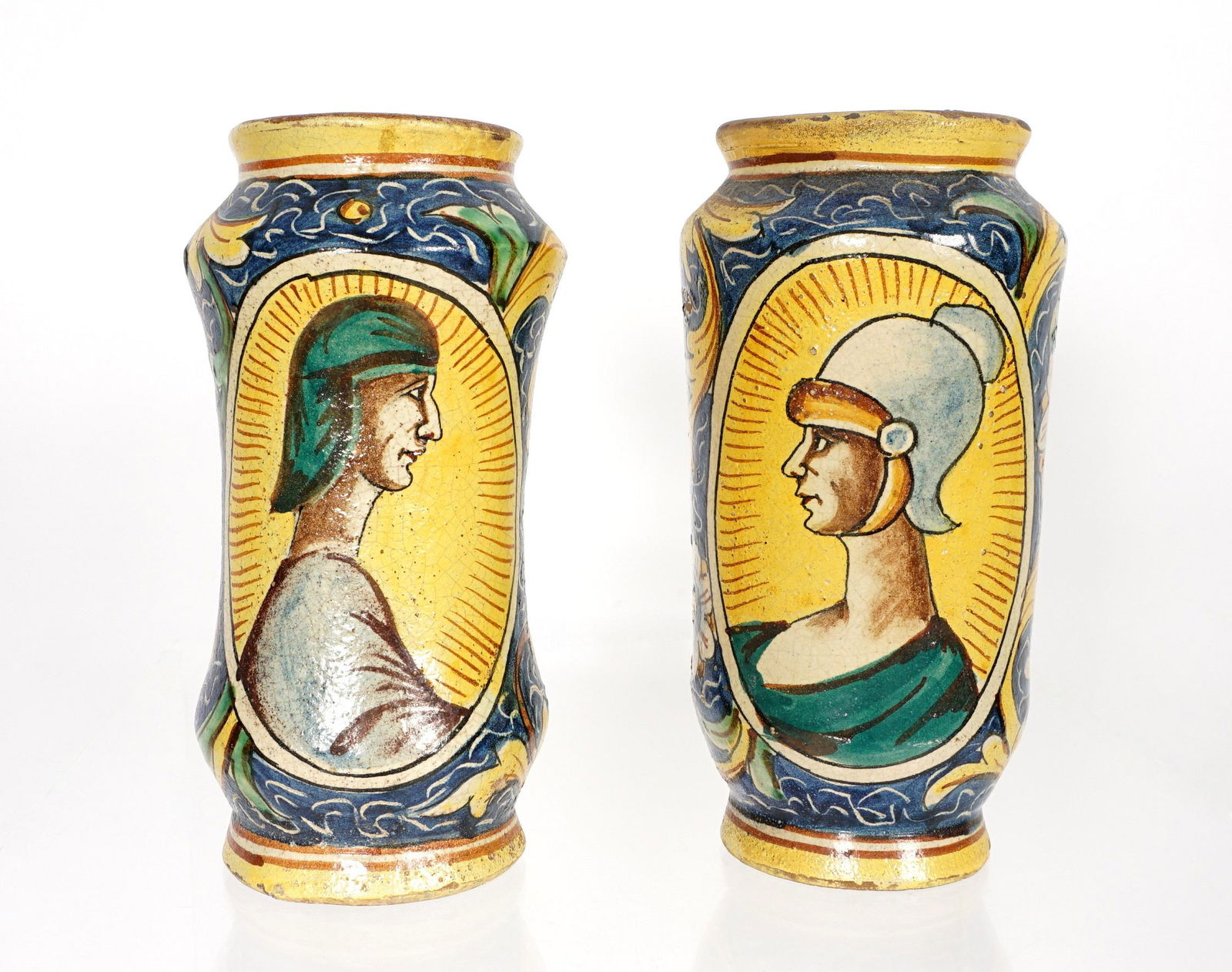 Two Antique Italian Albarello Portrait Drug Jars (1 of 10)