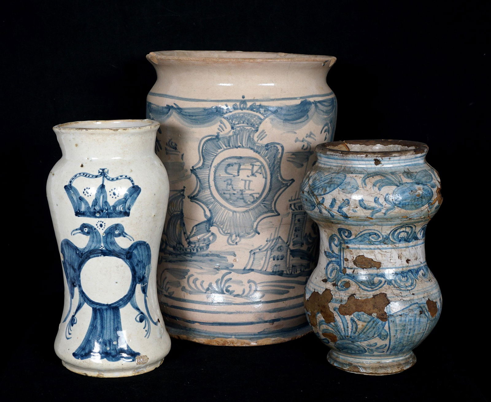 Three Antique Albarello Italian Drug Jars (1 of 15)