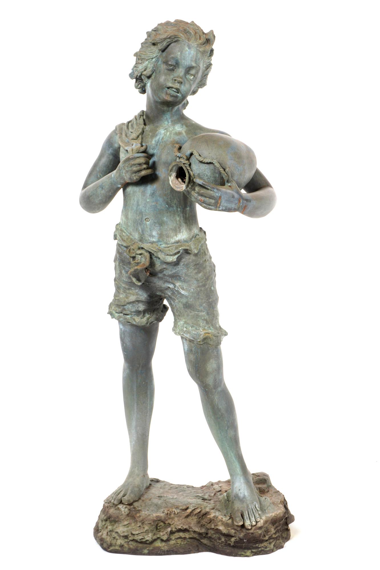 Bronze Boy with Urn Garden Statue (1 of 7)