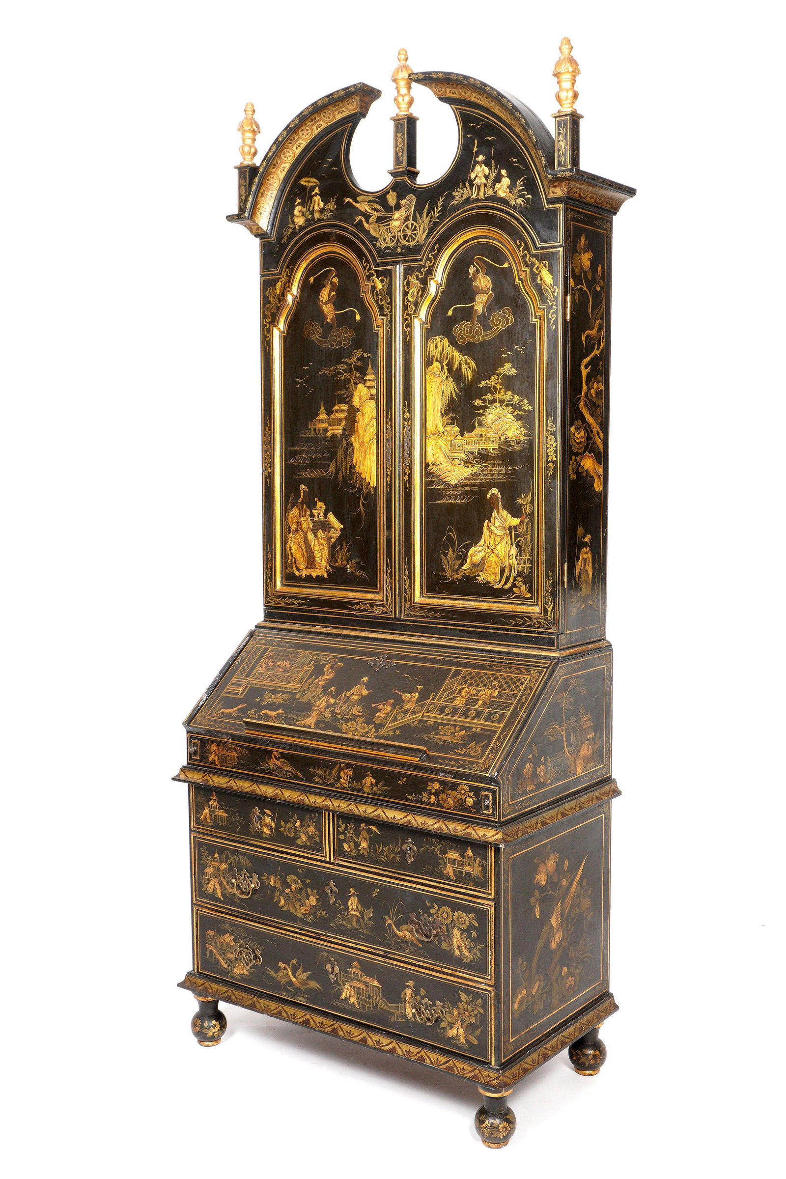 Ebonized Chinoiserie Secretary Bookcase (1 of 14)