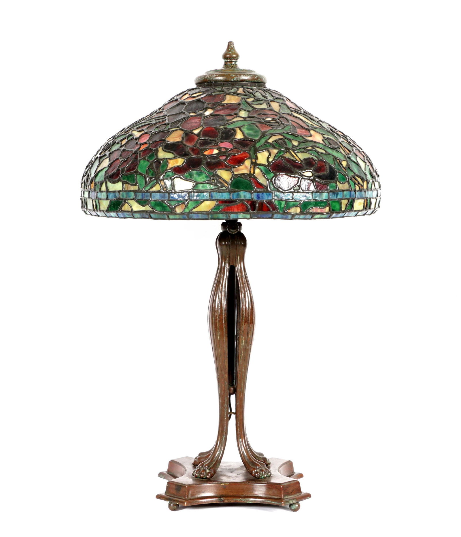 Tiffany Style Floral Motif Leaded Glass Lamp (1 of 9)