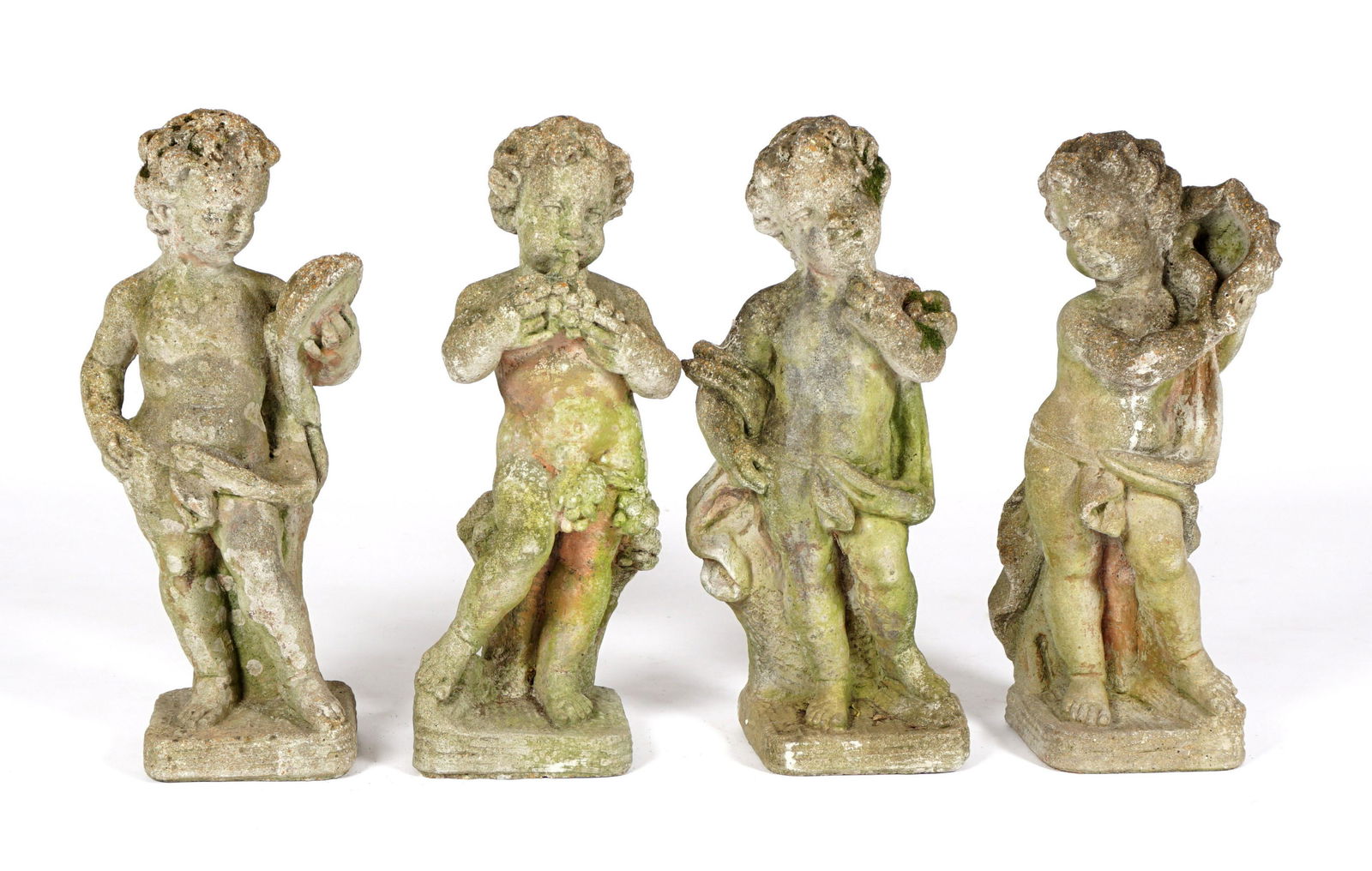 Four Poured Stone Figural Garden Putti Sculptures (1 of 7)