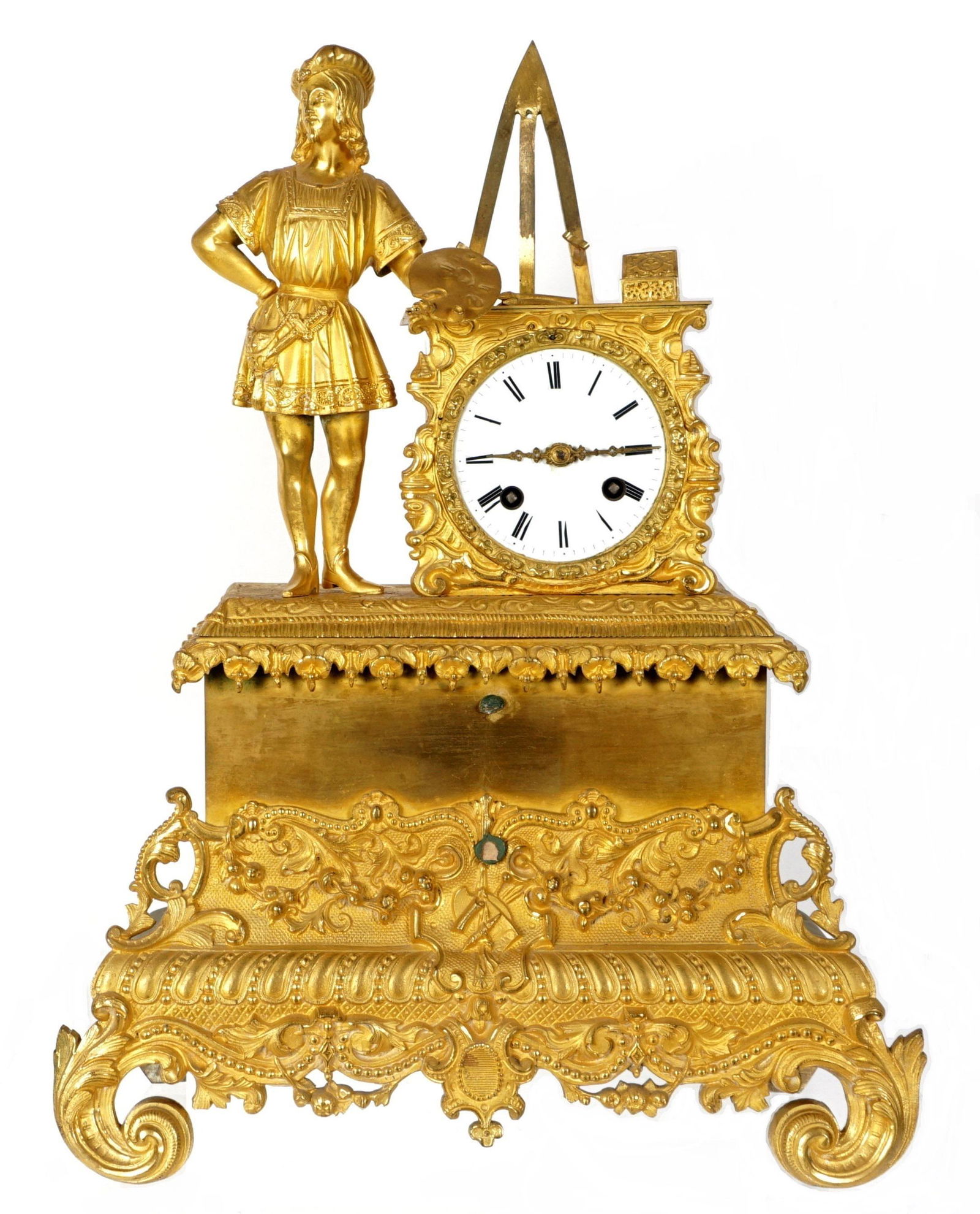 French Bronze Figural Artist Mantle Clock (1 of 11)